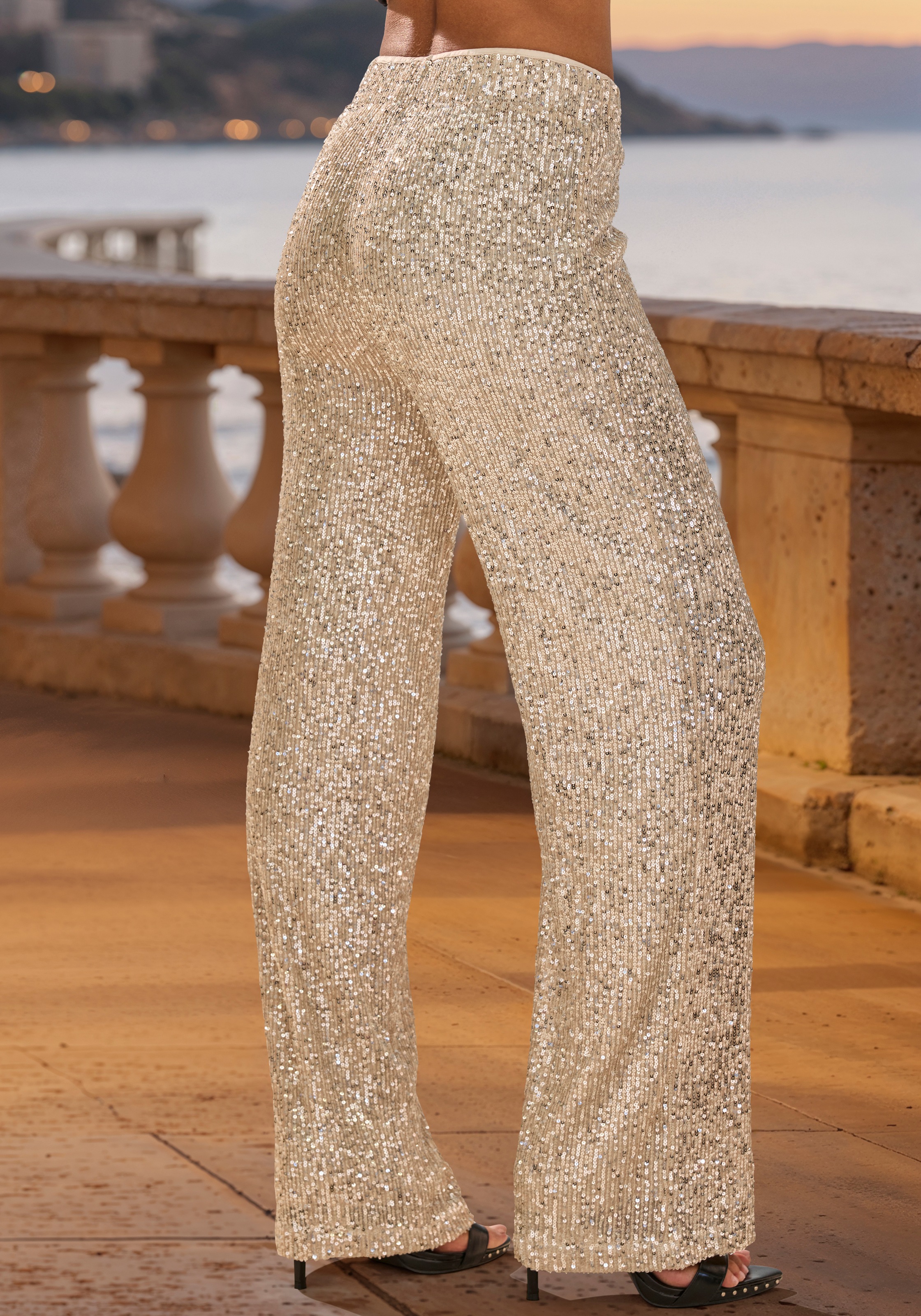 Thumbnail - LASCANA Schlupfhose mit Pailletten, festlich