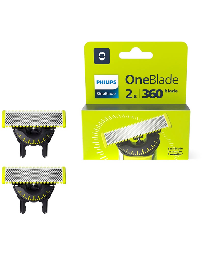 PHILIPS Herren Ersatzscherteil "OneBlade 360", silber, Edelstahl, Scherköpfe, 360-Grad-Klingen, nass und trocken einsetzbar, hält bis zu 4 Monate