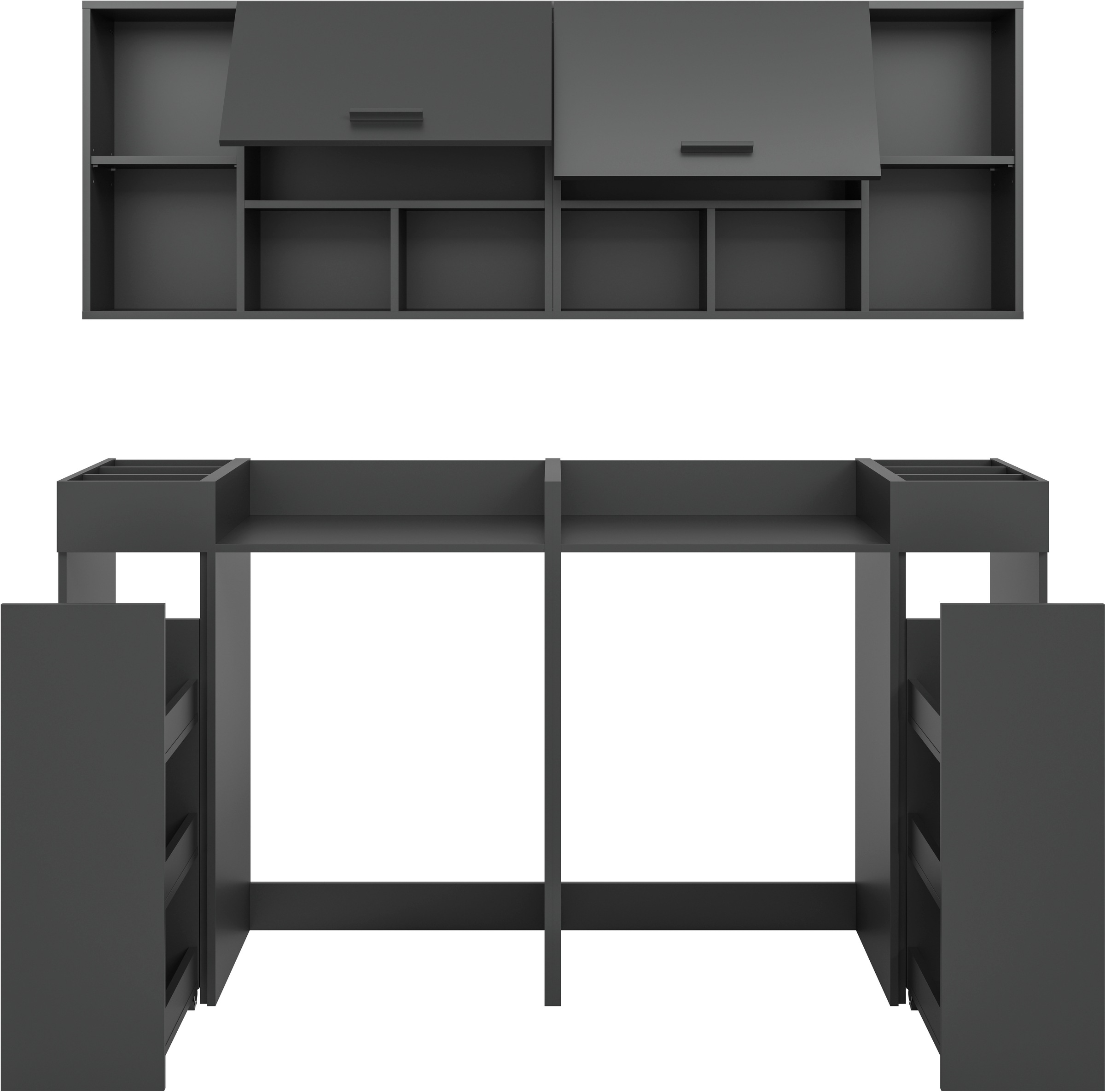 welltime Badmöbel-Set »FALAS, TOPSELLER!, 6-teilig, Hauswirtschaftsraum Set, Breite 190 cm«, (Set, 6 St., 2x Waschmaschinenumbauschrank, 2x Standregal & 2x Hängeschrank), Kombination, Waschmaschinenumbau, Waschmaschinenschrank, Wäschekammer
