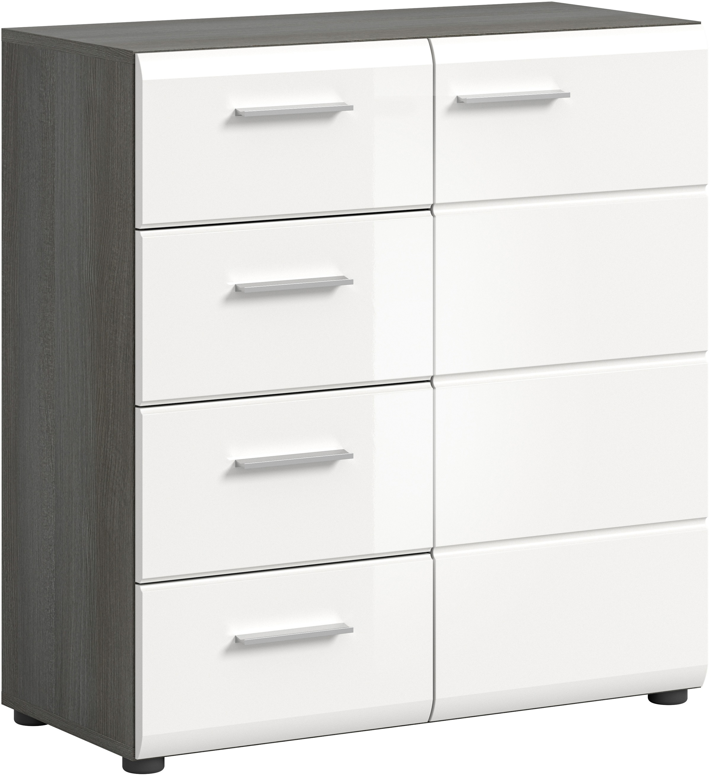 INOSIGN Kommode "Rumba, Breite 80cm, in Rauchsilber Nachbildung/Weiß Hochgl günstig online kaufen