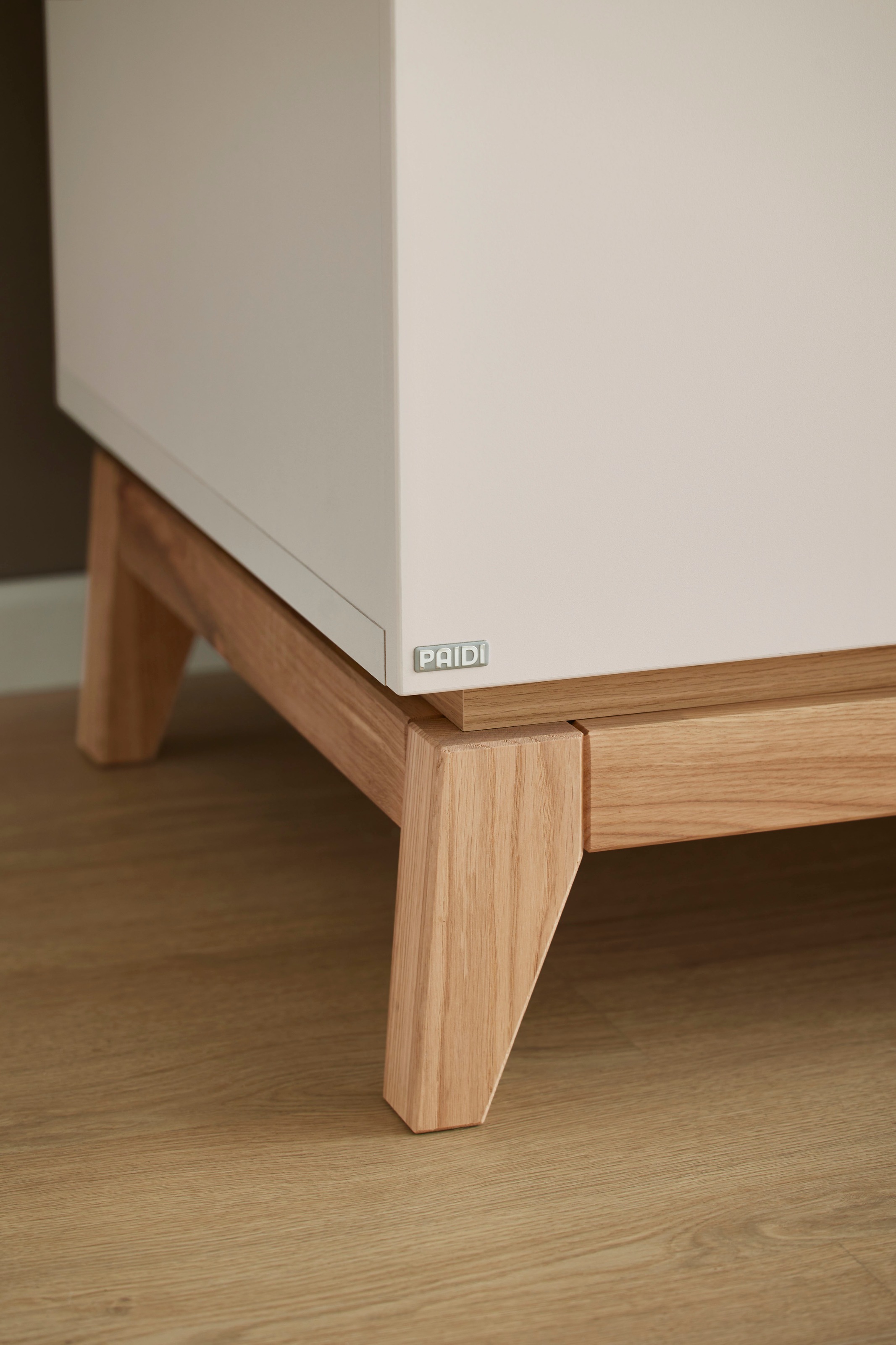 PAIDI Wickelkommode »STIENE in Beige mit Eiche Massivholz, inkl. Wickelaufsatz, Spar-Set« bis 50 kg 2 Schubladen mit Soft-Close, 123 cm Breite, hochwertiger Wickeltisch 123 cm