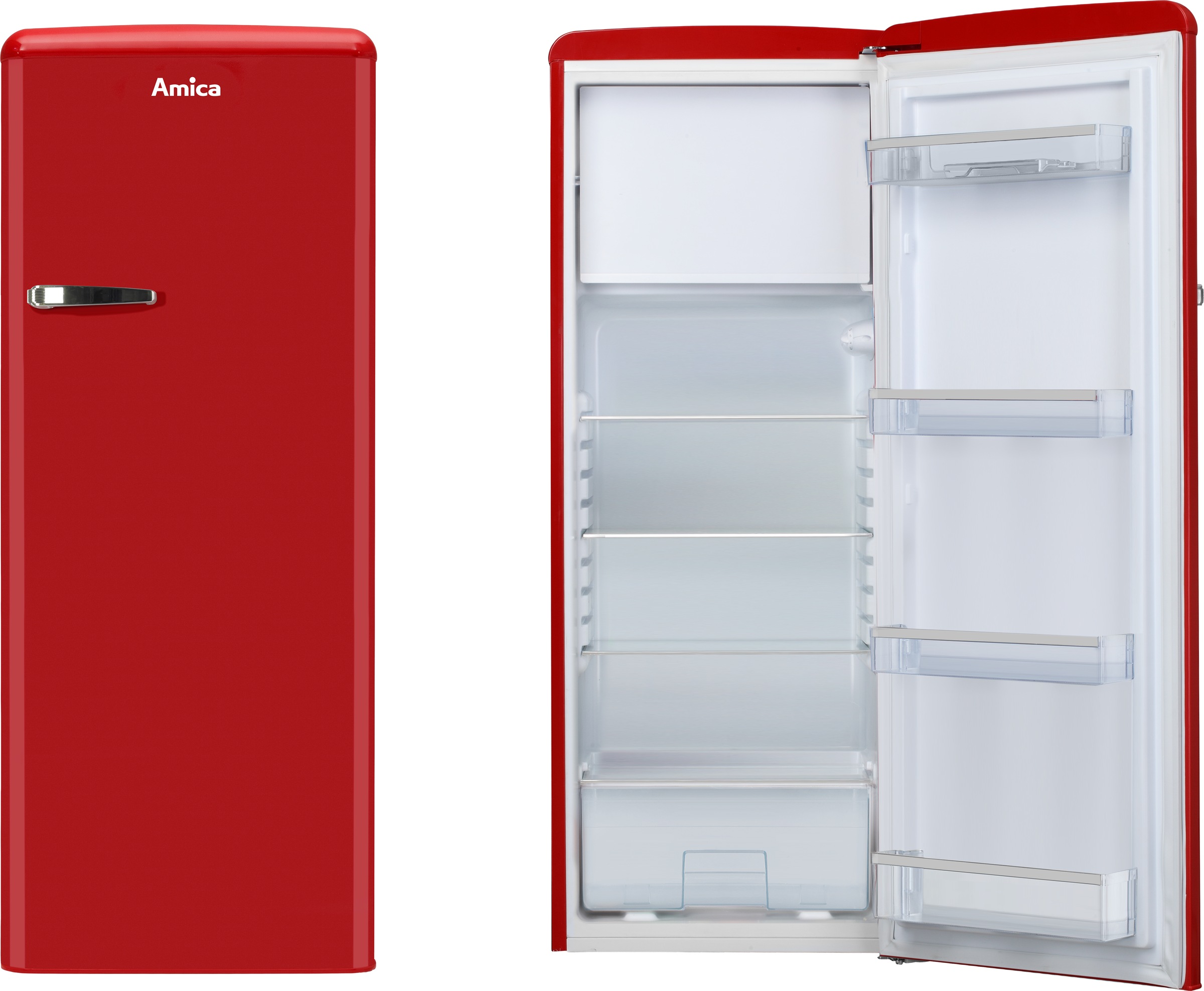 Amica Kühlschrank Retro »KSR 364 150 R« 144 cm hoch 55 cm breit Modernes Design, großer Stauraum - einfach stark im Alltag