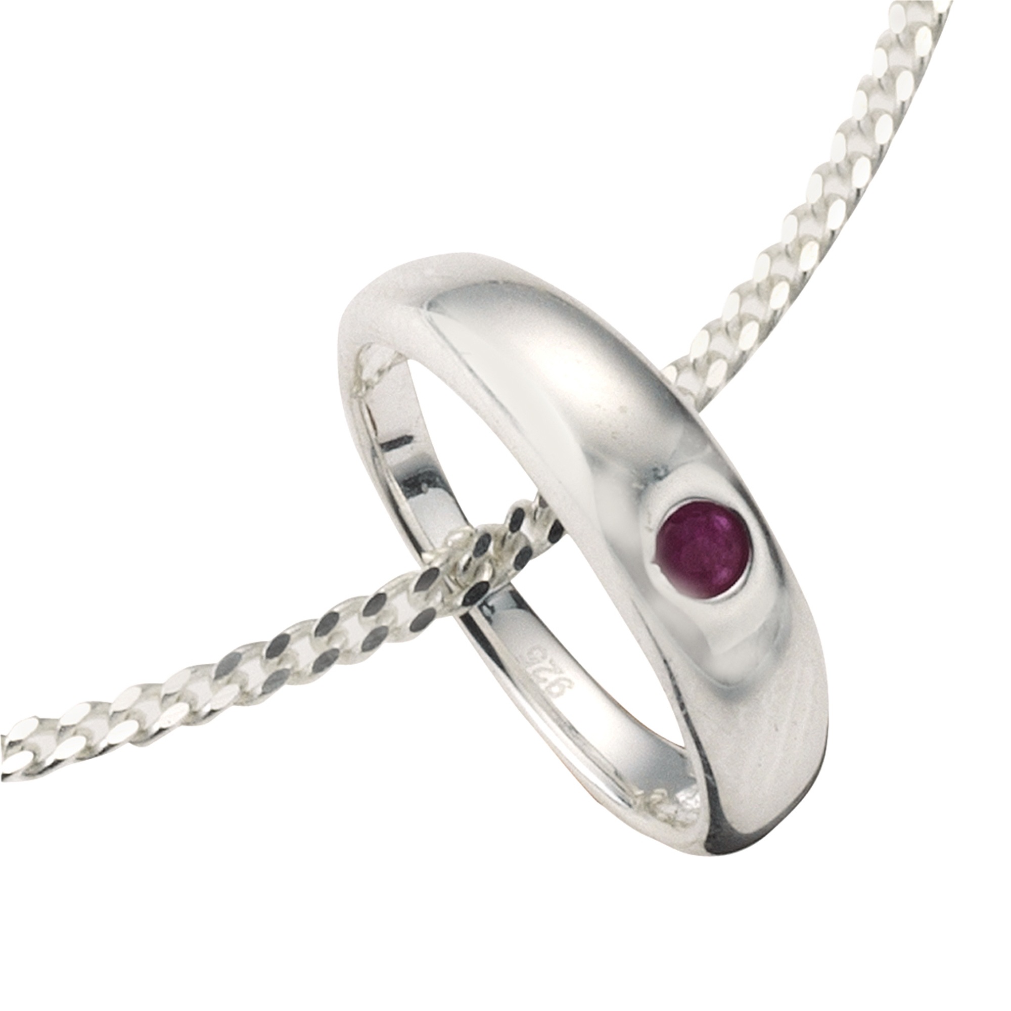 Zeeme Kette mit Anhänger »Taufring 925 Silber mit echtem Rubin«