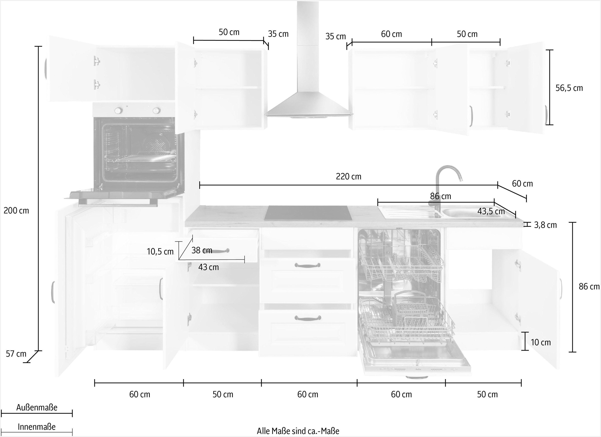 wiho Küchen Küchenzeile »Erla«, mit E-Geräten, Breite 280 cm