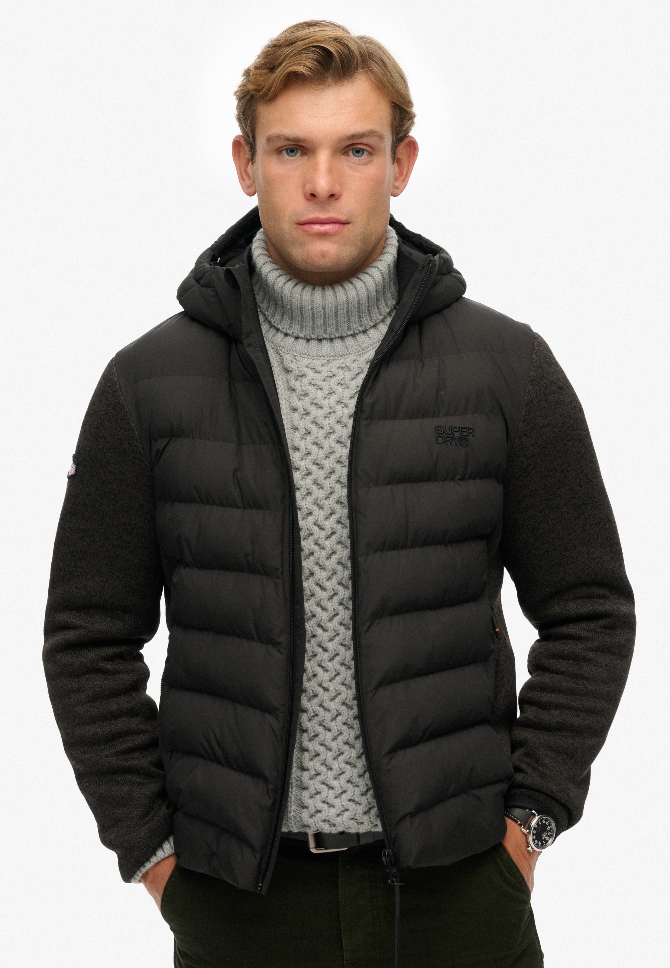 Superdry Steppjacke "HOODED STORM KNIT HYBRID JKT", mit Kapuze günstig online kaufen
