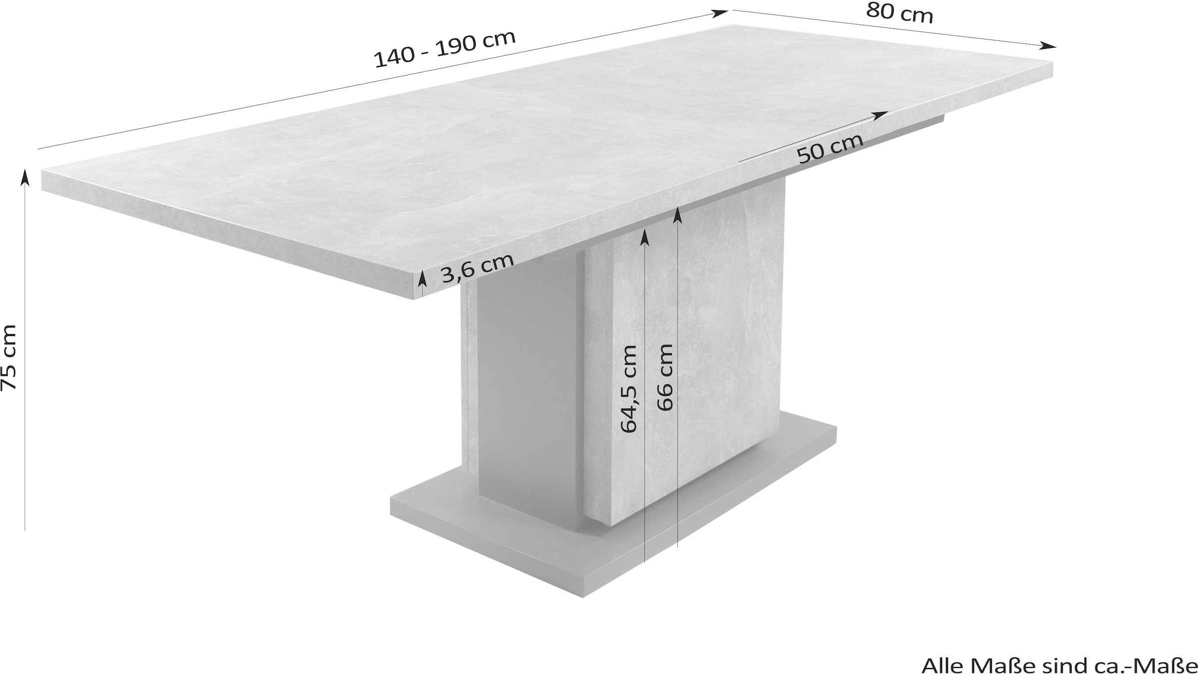 byLIVING Esstisch, mit Auszugsfunktion, in 2 Breiten 140-190 cm oder 160-215 cm