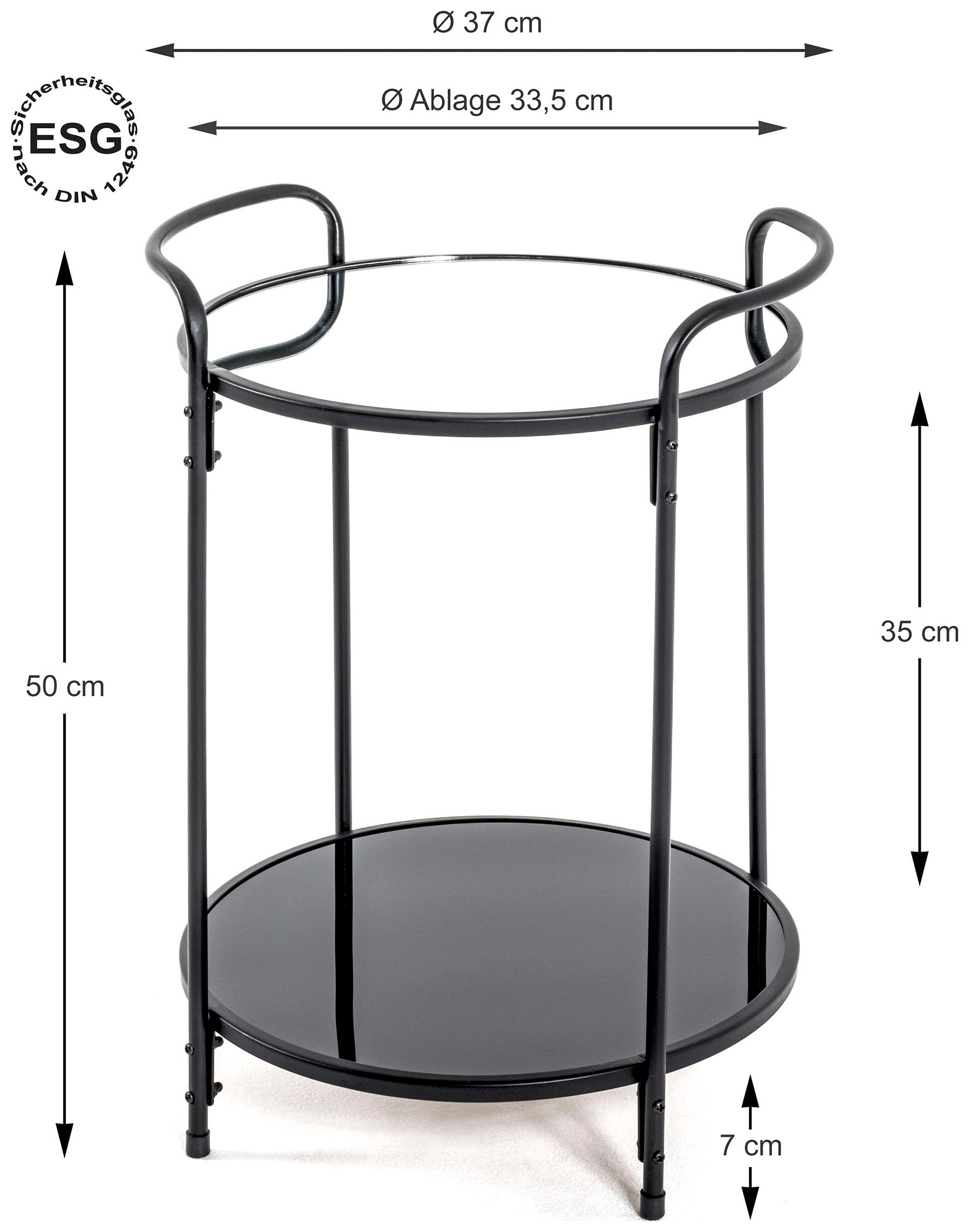HAKU Beistelltisch »Sofatisch, Wohnzimmertisch« 1 Stk. tlg. rund - aus Metall Schwarz - Ø/H 37/50 cm