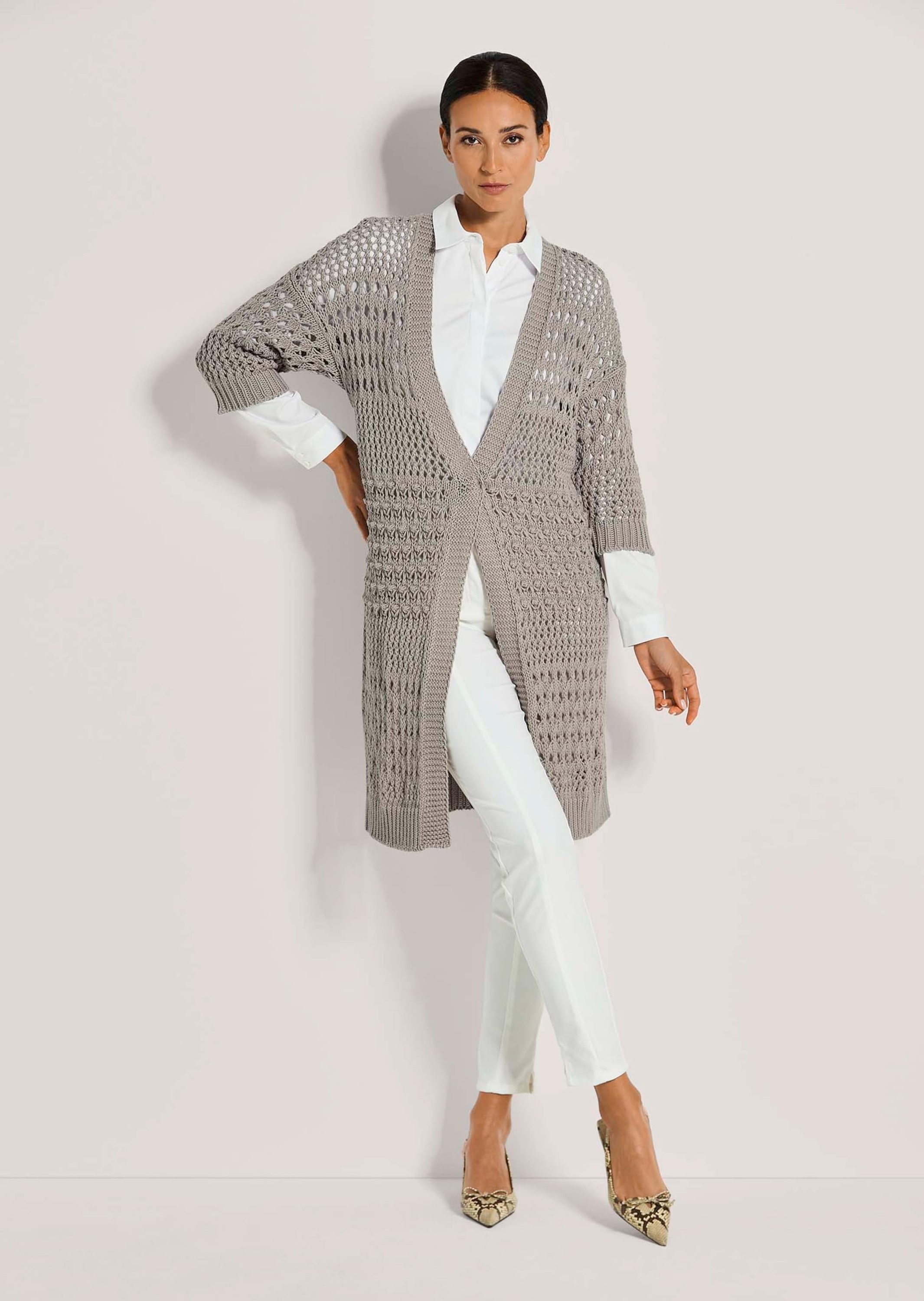 MADELEINE Strickjacke »Strickjacke Lange Strickjacke mit Ajour-Muster«