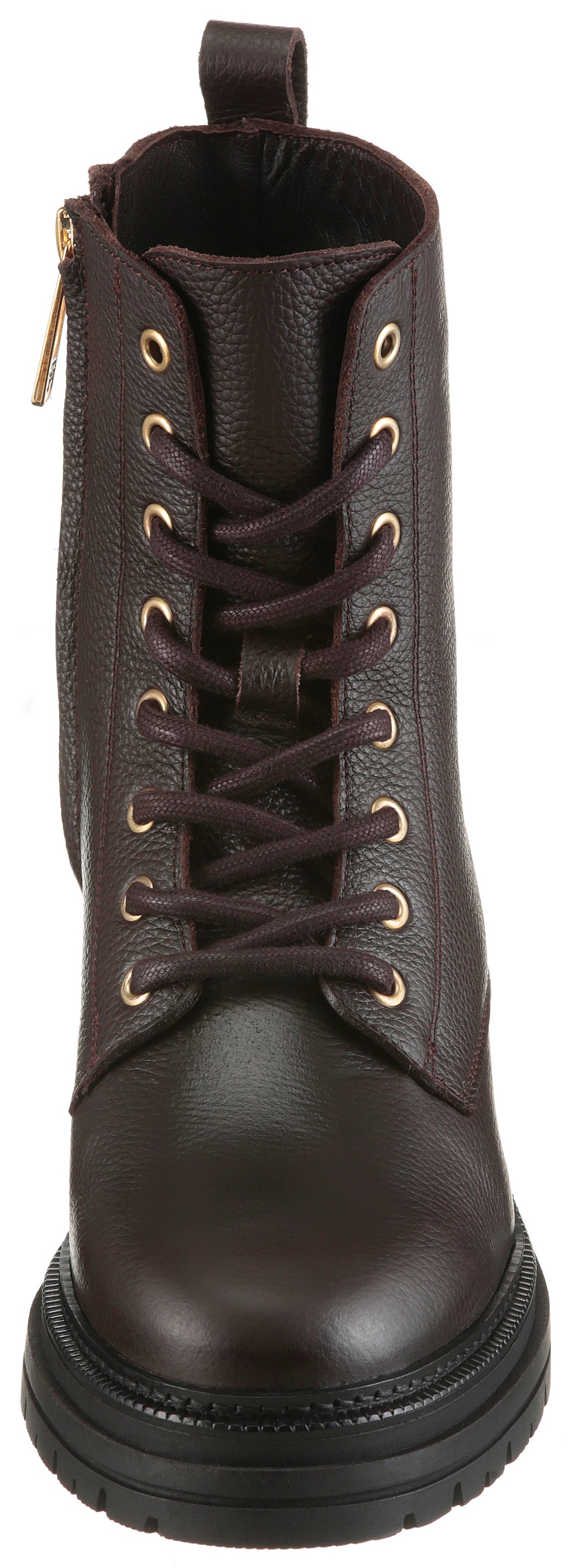 Tommy Hilfiger Schnürboots »TH PLAQUE PEBBLE LACE BOOT WARM«  , Blockabsatz, Schnürstiefelette mit TH-Schmuckelement an der Ferse