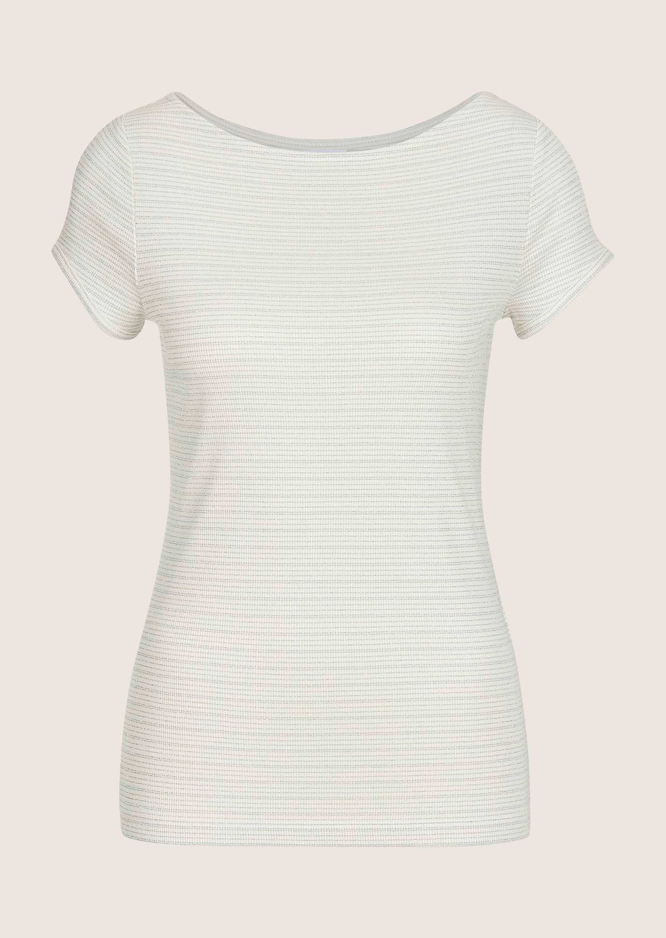 MADELEINE Damen Kurzarmshirt "Blusenshirt Elegantes Shirt mit Glanzgarn, Kurzarm", weiß, Modern, Gr. 34, Obermaterial: 87% Viskose CV. 10%