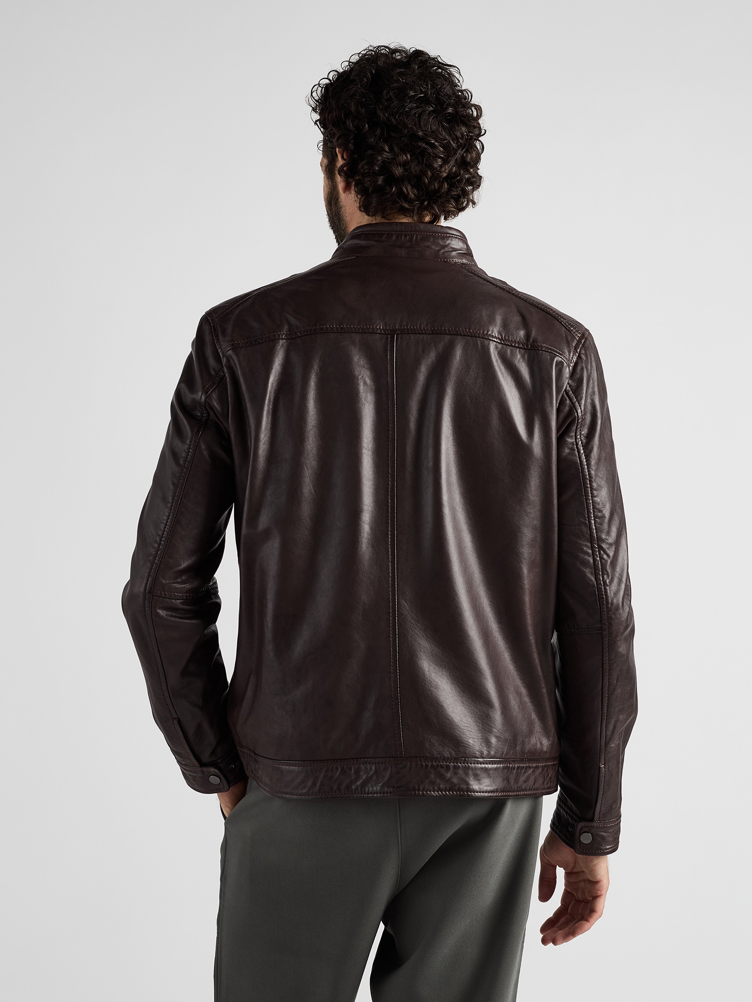 JCC 31020355 Men's Leather Jacket Brown Size 56 3