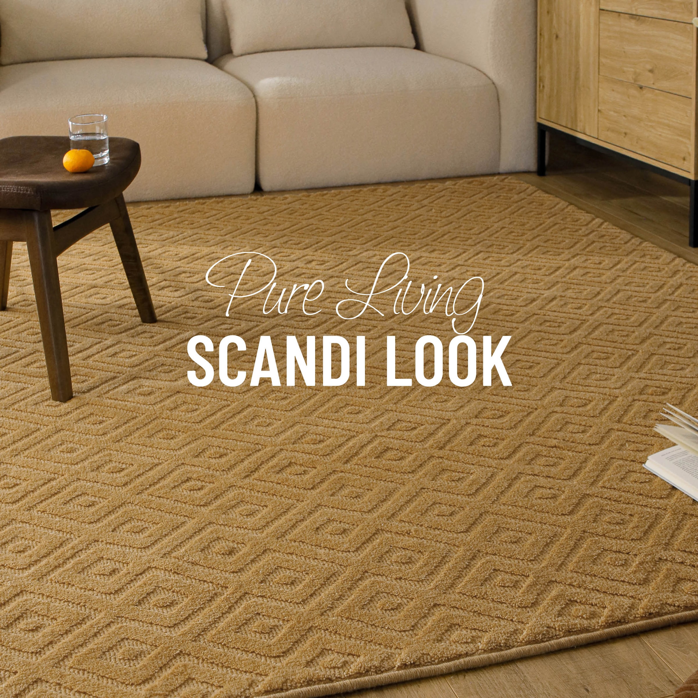 Wecon home Teppich »Castello TWO« rechteckig 7 mm Höhe Schurwolle, Kurzflor mit Hoch-Tief-Effekt, Wohnzimmer, Rautenmuster