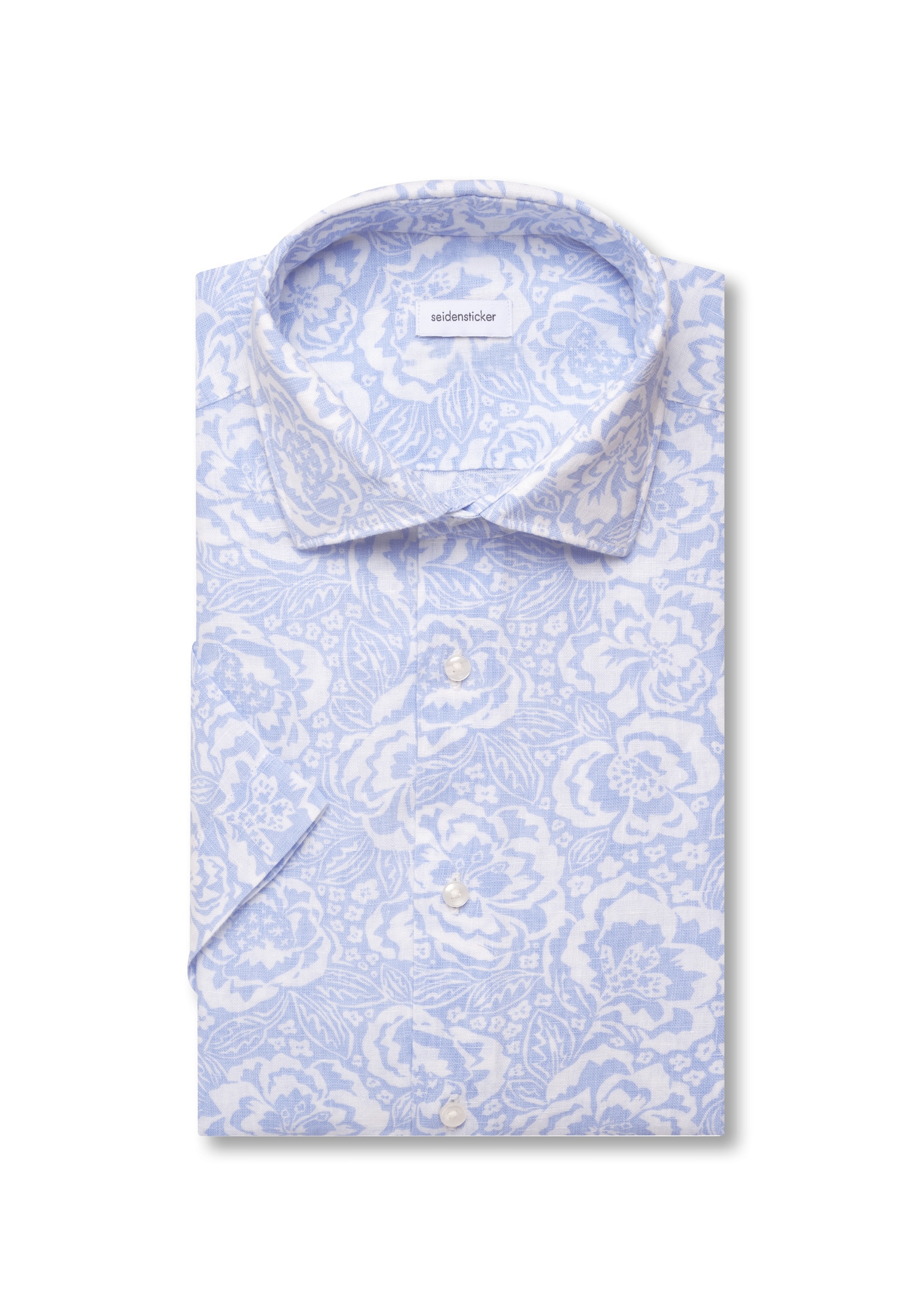 seidensticker Leinenhemd »Schwarze Rose« Slim 1/2 Kentkragen Druck
