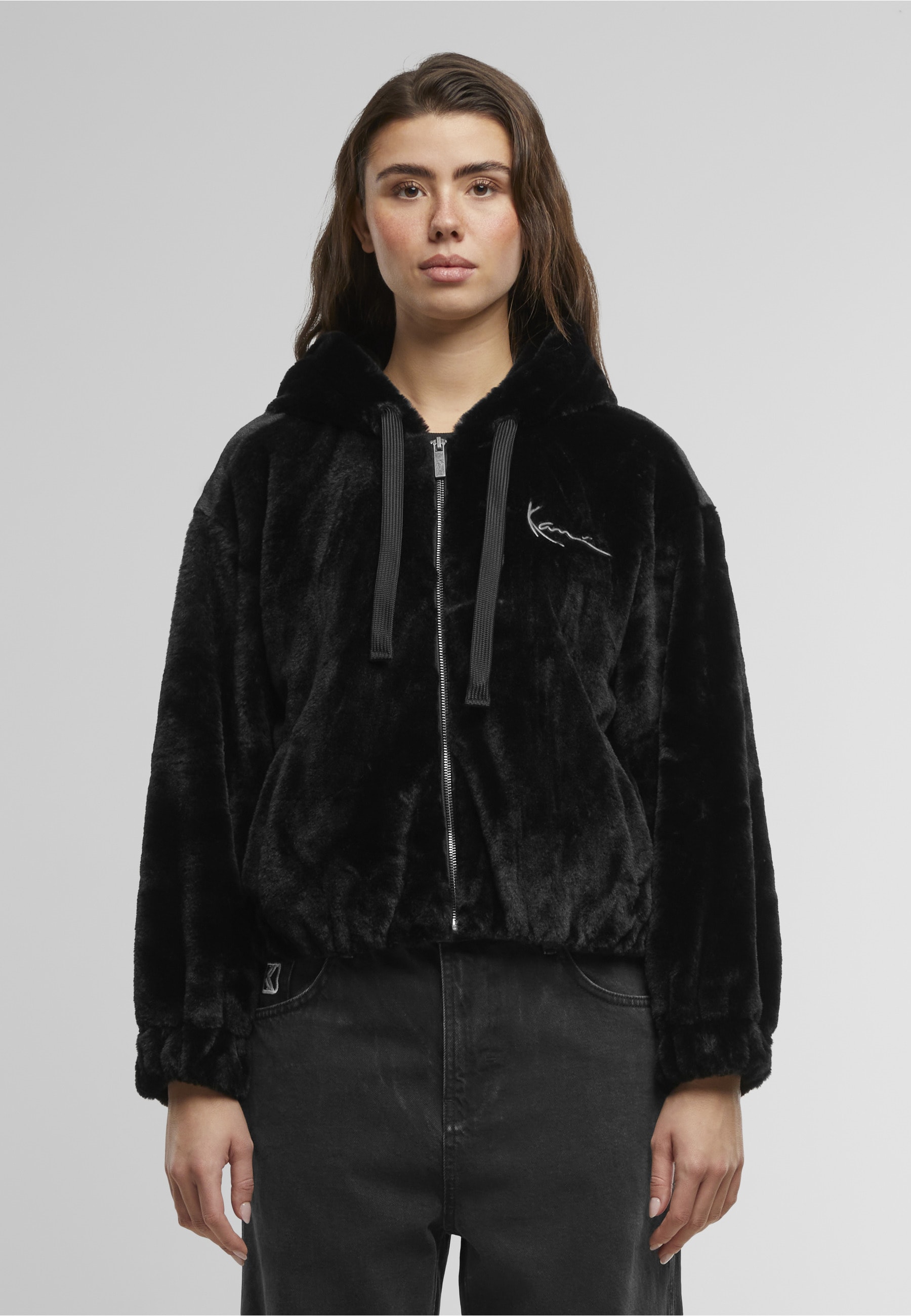 Karl Kani Sweatjacke »Karl Kani Metal Signature Vegan Fur Zip Hoodie Jacket«