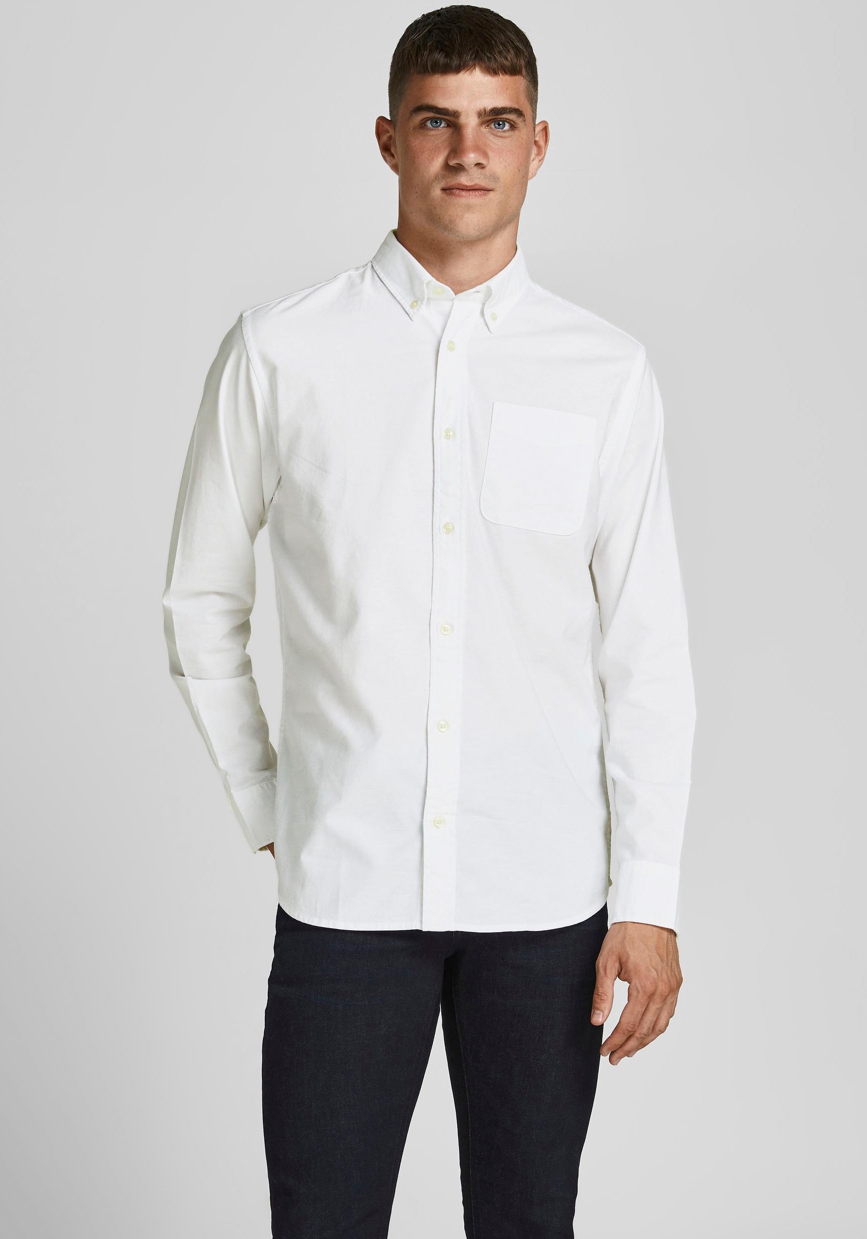 Jack & Jones Langarmhemd "BROOK OXFORD", mit Button-Down Kragen