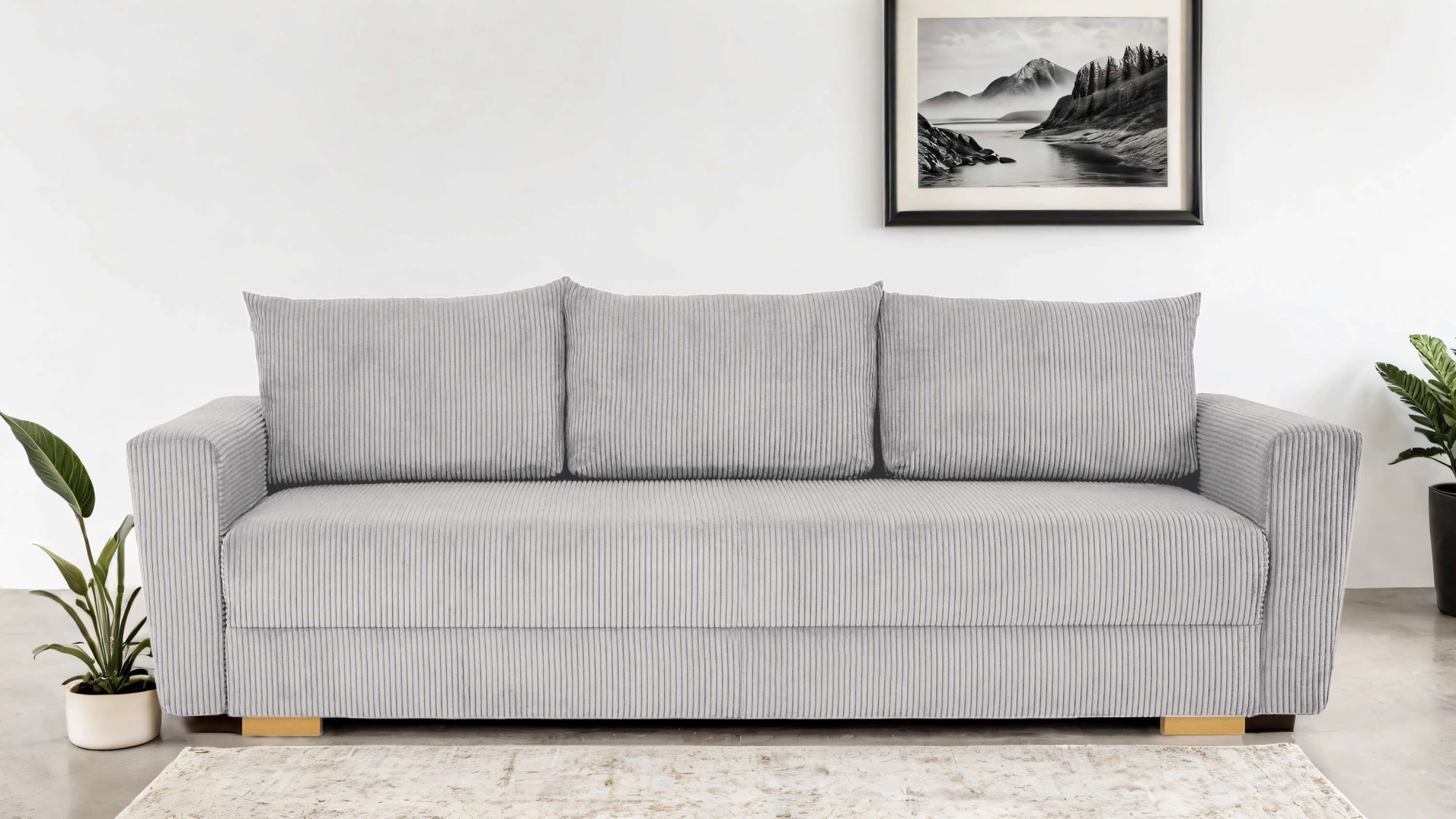 3-Sitzer HOME AFFAIRE "MAGHERA 230 cm - OTTO. Verlässliche Qualität.", grau (hellgrau), B:230cm H:79cm T:92,5cm, 100% Polyester, Sofas, Schlafsofa, Bettkasten, pflegeleicht