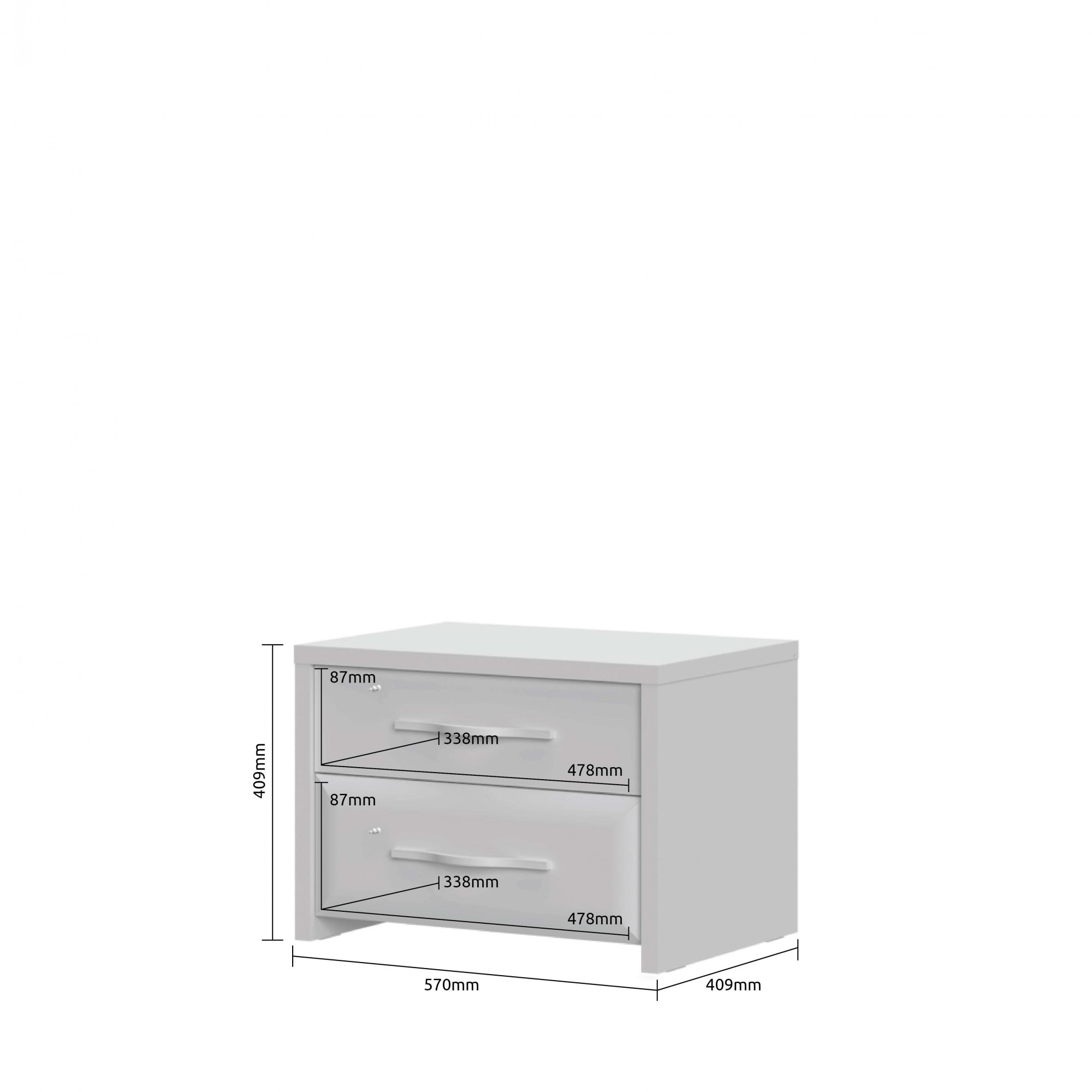 Home affaire Nachtkommode »Gala, beige hochglänzend UV lackiert und melaminbeschichtet, kratzfest«, (Soft-Close Funktion, Maße: B/T/H 57/41/41cm), mit 2 Schubladen, klassische Rahmenoptik, FSC-zertifiziert