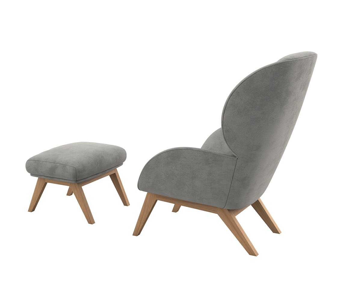 FLEXLUX Ohrensessel »Adria«, Stil & Komfort, organische Form, Fuß Eiche