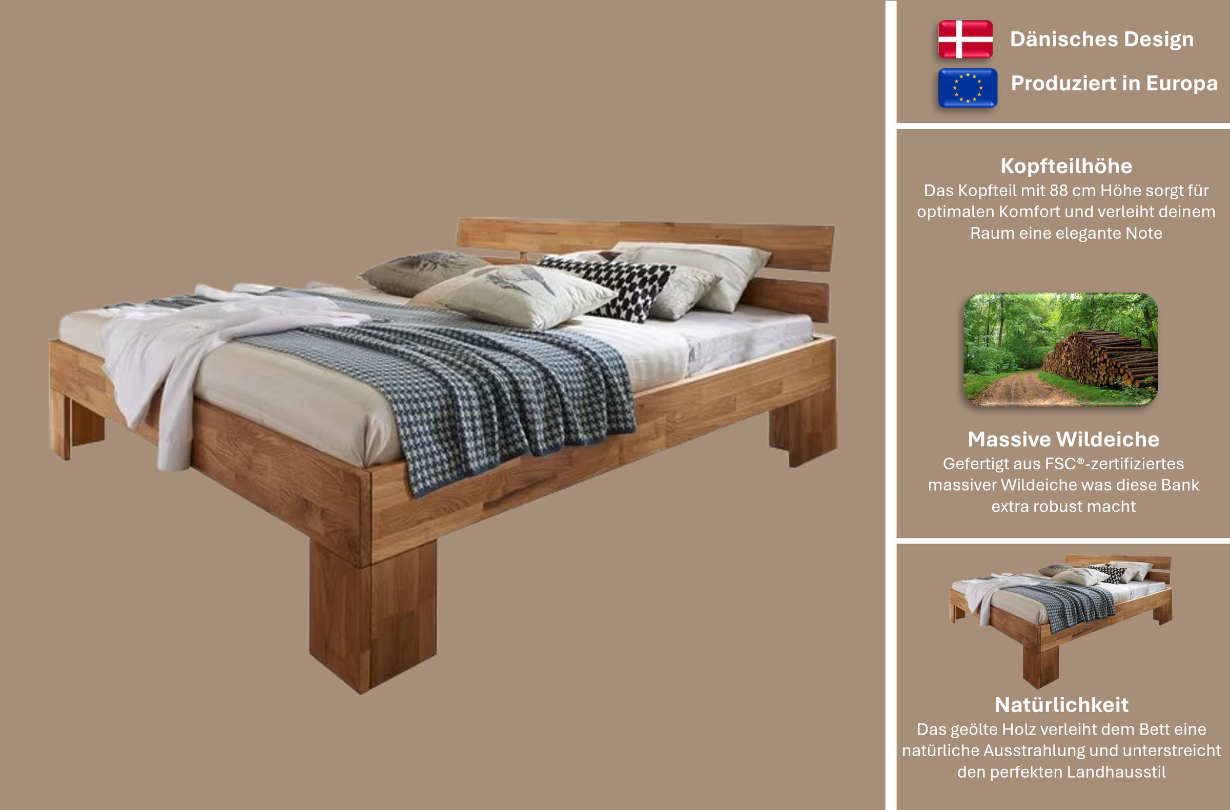 Home affaire Massivholzbett "Tommy, Futonbett, aus Massive FSC-zertifiziert günstig online kaufen