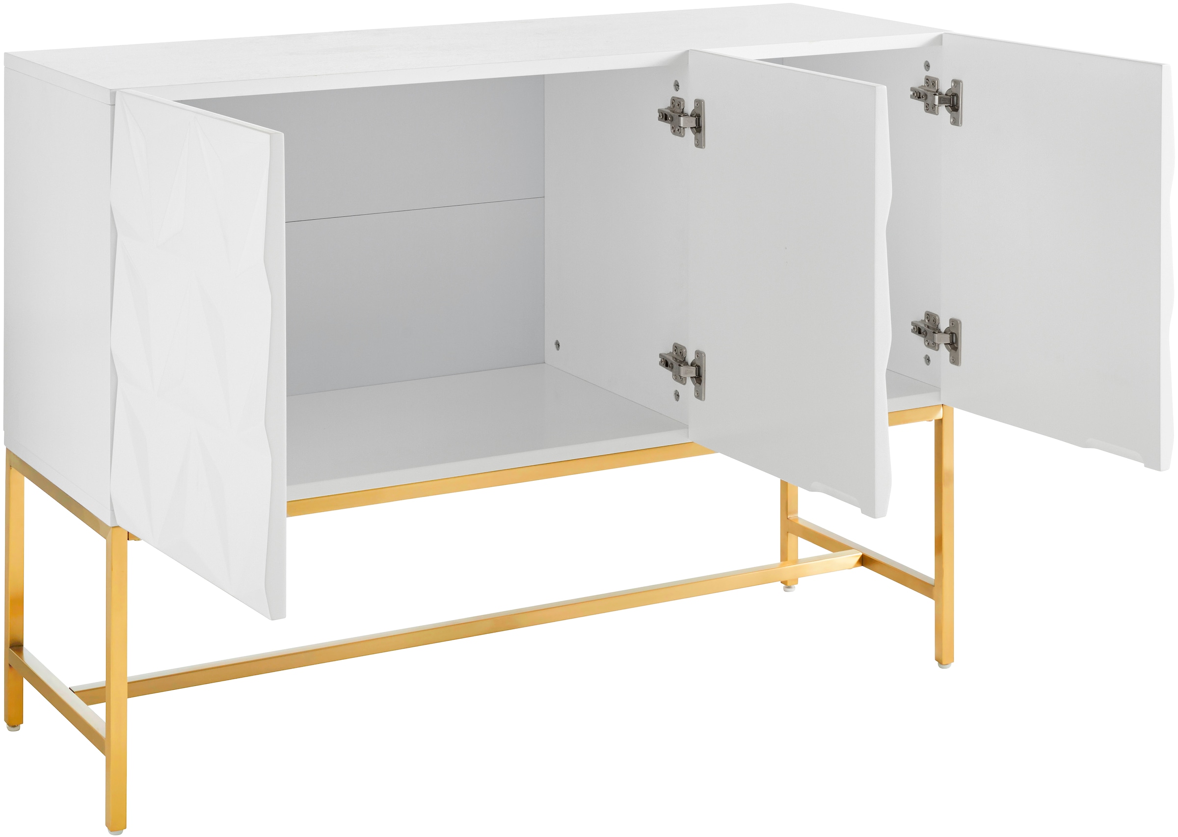 Leonique Sideboard »Rovuma«, in 3D-Optik und goldfarbenem Metallgestell
