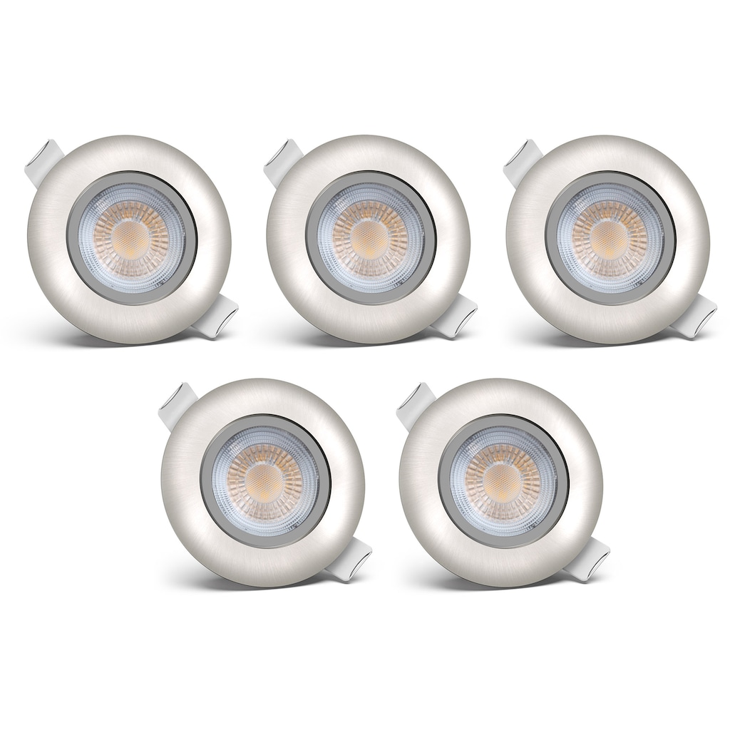 B.K.Licht LED Einbauleuchte, 5 flammig-flammig, Einbaustrahler, schwenkbar, ultra flach, 5x LED-Modul 5W 450lm 3000K
