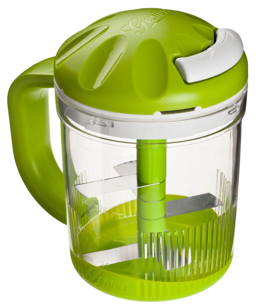 Genius Gemüse-Scheibenschneider »Nicer Dicer mit 14 Klingen inkl. Twist N Joy, Set 6tlg«, (Spar-Set, 6 tlg.), Super handlich und immer im Einsatz, inkl. 625 ml Behälter