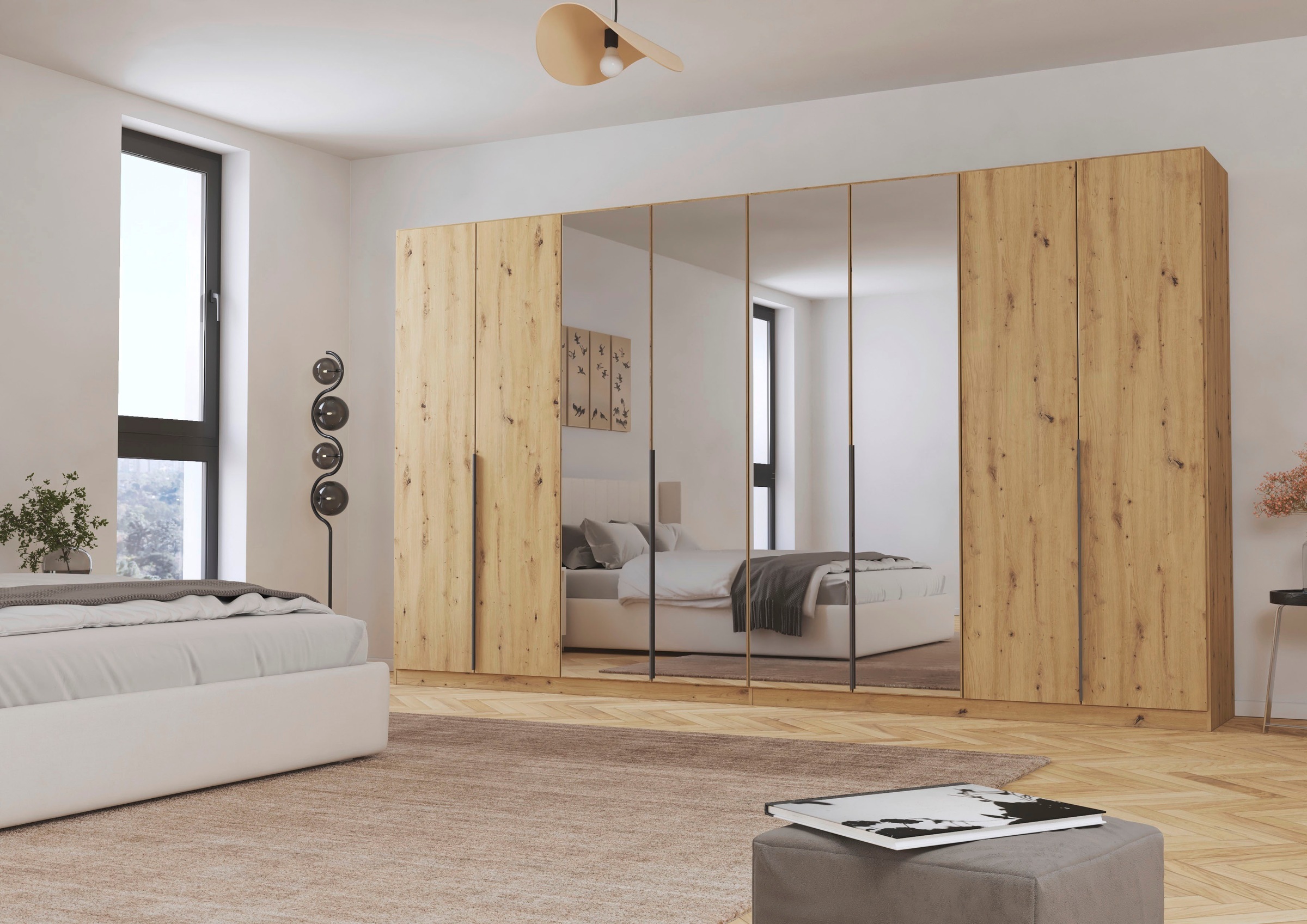 Thumbnail - OTTO home Drehtürenschrank "Kleiderschrank Schrank Garderobe AGORDO mit Dekor- oder Hochglanzfront" in zwei Griff-Farben...