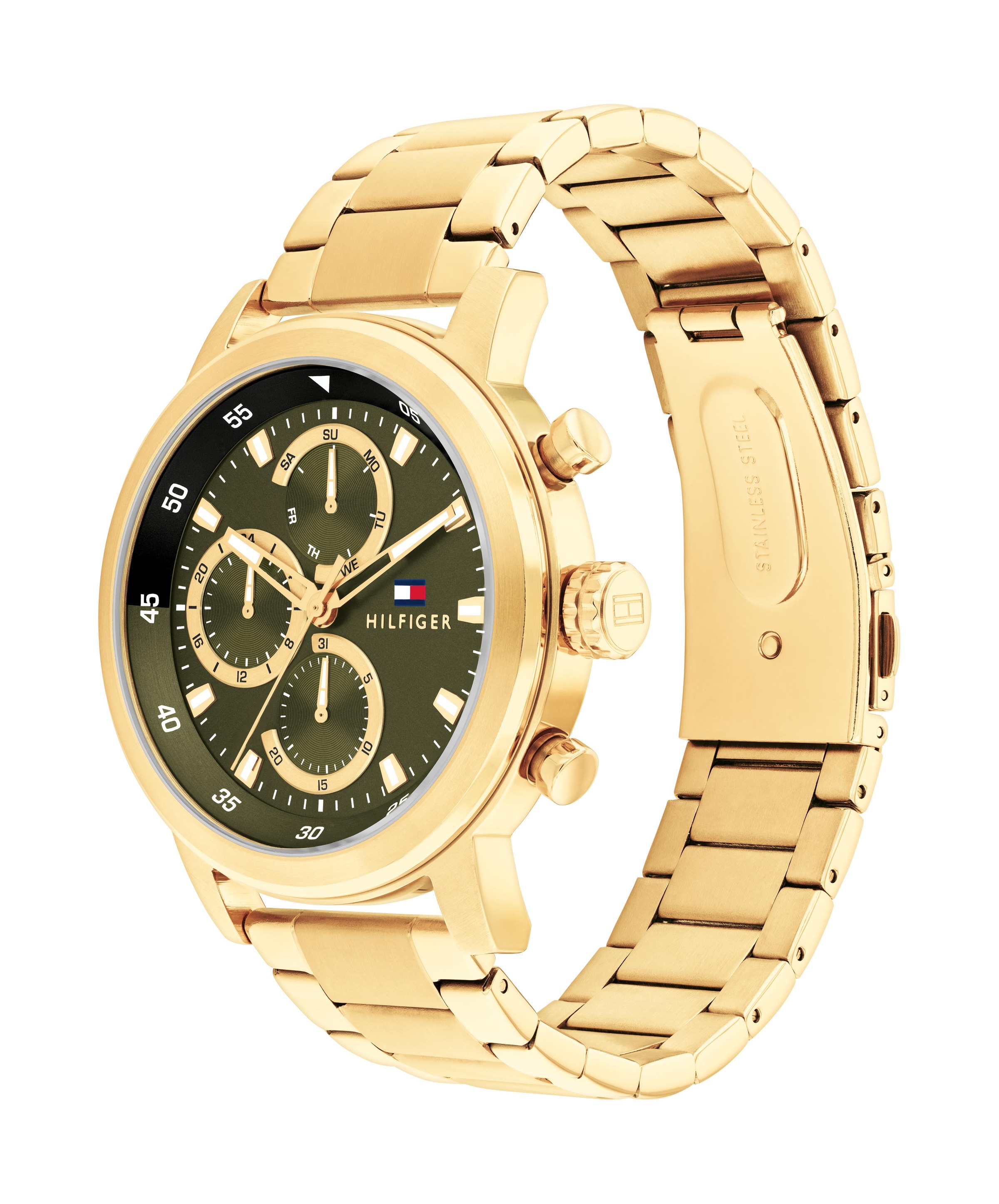 Tommy Hilfiger Multifunktionsuhr »ROCKY«, Quarzuhr, Armbanduhr, Herrenuhr, Edelstahlarmband, analog, Tag