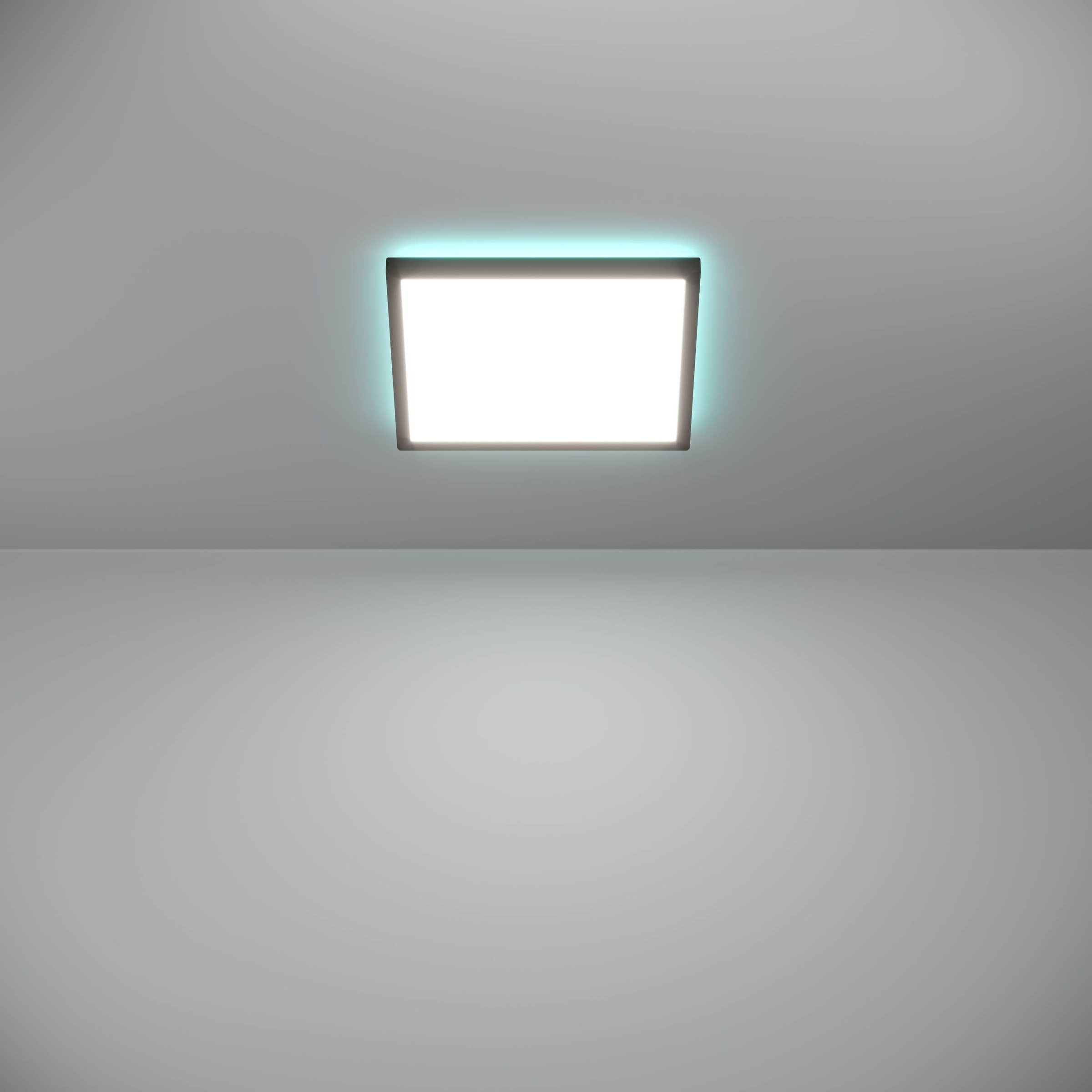 EGLO Deckenleuchte »Rovito-Z Deckenlampe, ZigBee 3.0, Kunststoff, Badezimmerlampe, IP44« LED-Modul 1 Stk. Kaltweiß | RGB Wand-/Deckenleuchte - L29 x B29 x H3 cm - schwarz - 13,4W inkl.