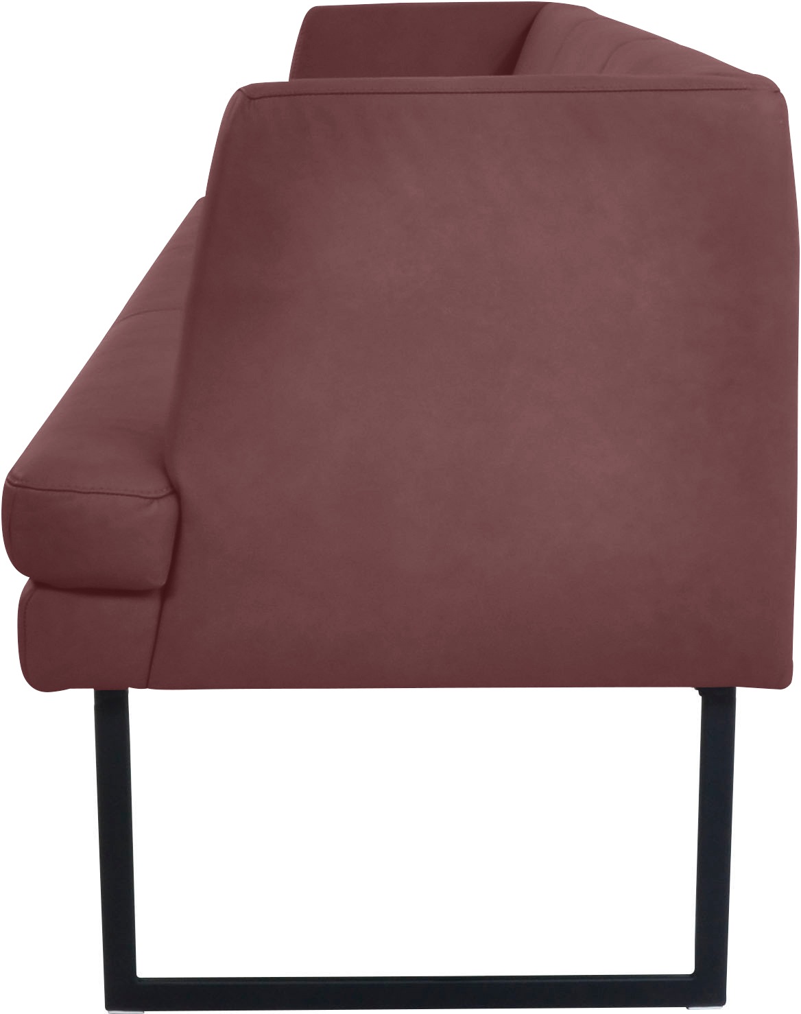 Polsterbank K+W KOMFORT & WOHNEN "Cube", rot (cabernet 15), B:209cm H:82cm T:67cm, Sitzbänke, Polsterbank, Hammerkissenoptik, 2 Breiten, Metallkufe schwarz 3