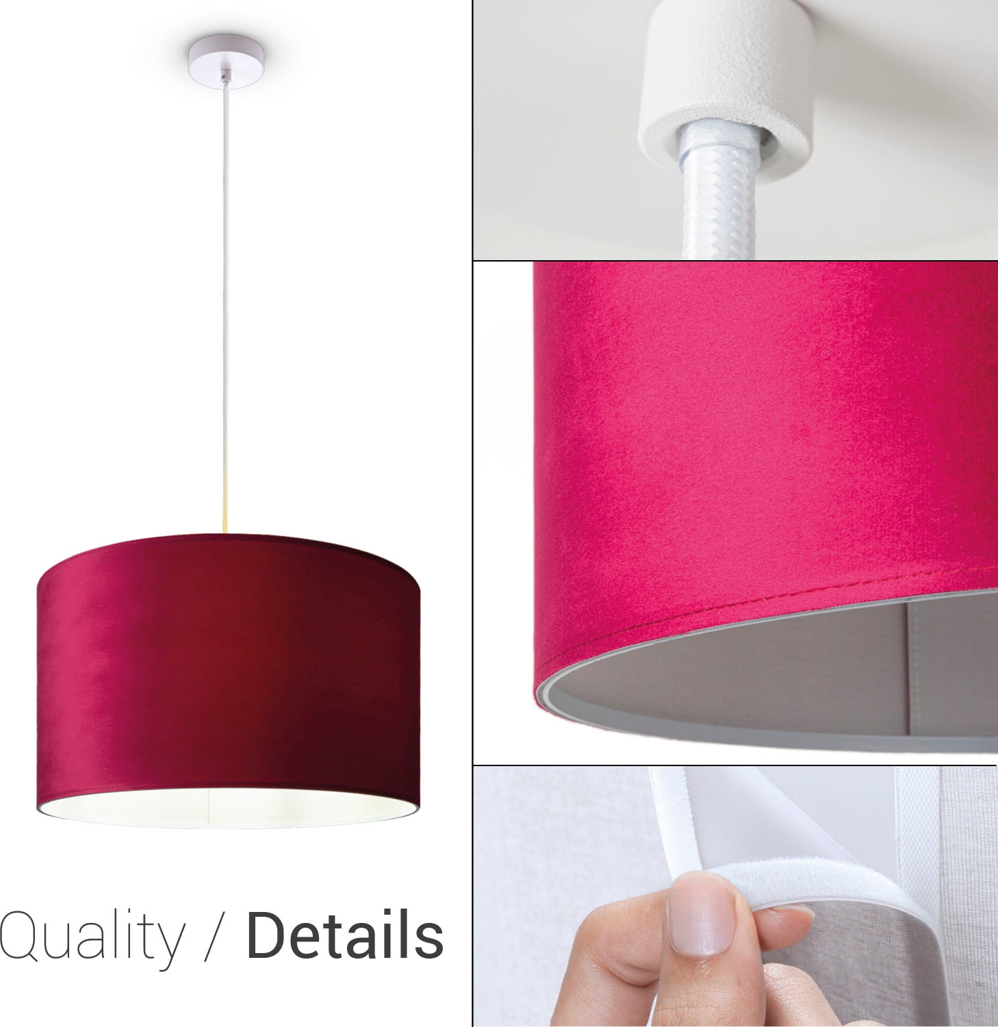 Paco Home Pendelleuchte »Hugo uni Color«, Leuchtmittel E27 | ohne Leuchtmittel, Wohnzimmer Lampenschirm aus Velour Unifarben Deko E27 Kabel 1,5m