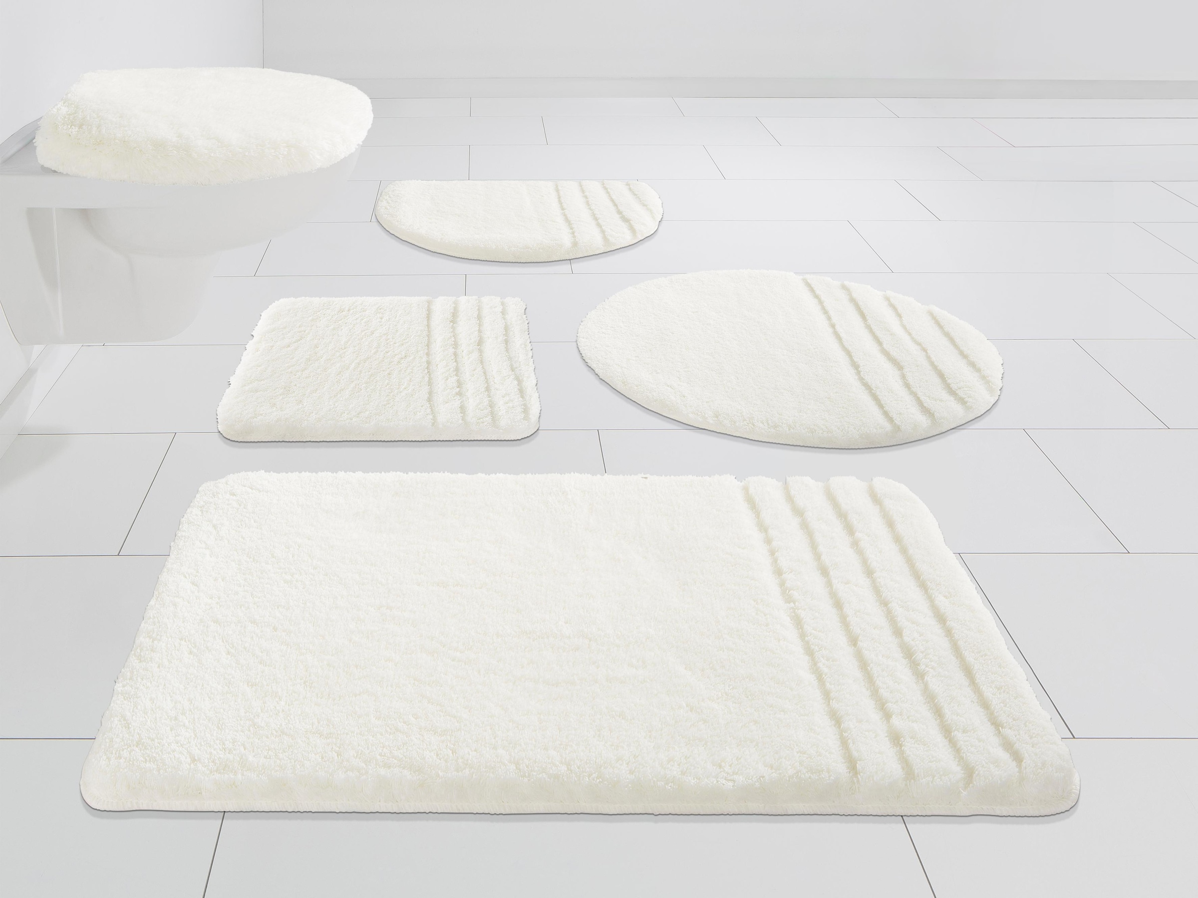 Möve Badematte »Loft, Badvorleger, Badezimmer Teppich«, rutschhemmend beschichtet, fußbodenheizungsgeeignet-strapazierfähig-schnell trocknend, Badteppich, Badematten auch als 2 teiliges Set & rund