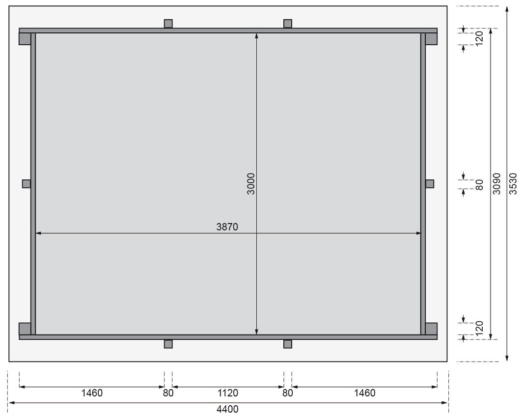 Karibu Rechteckpool »Holzpool Roma«, BxLxH: 353x400x124 cm, kesseldruckimprägniert