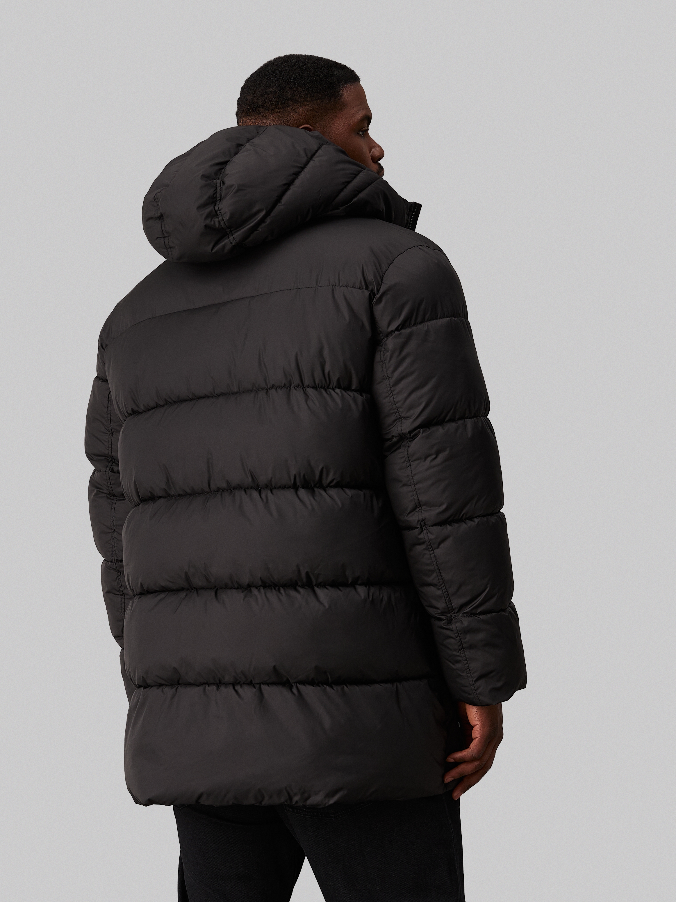 Calvin Klein Big&Tall Steppmantel »BT_LONG HOODED QUILT PUFFER MW«, in Großen Größen mit Logopatch