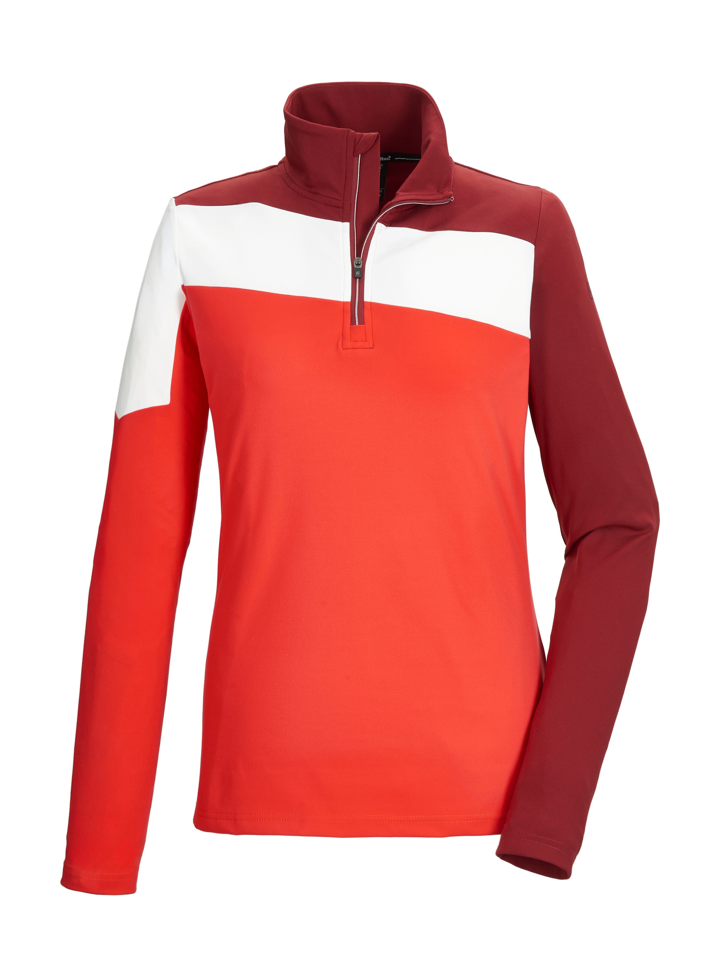 Langarmshirt KILLTEC "KSW 258 WMN LS SHRT", Damen, Gr. 40, rot, Obermaterial: 69% Polyester, 31% Elasthan, Shirts Langarmshirt, Langarmshirt aus Komfort-Stretch mit Stehkragen