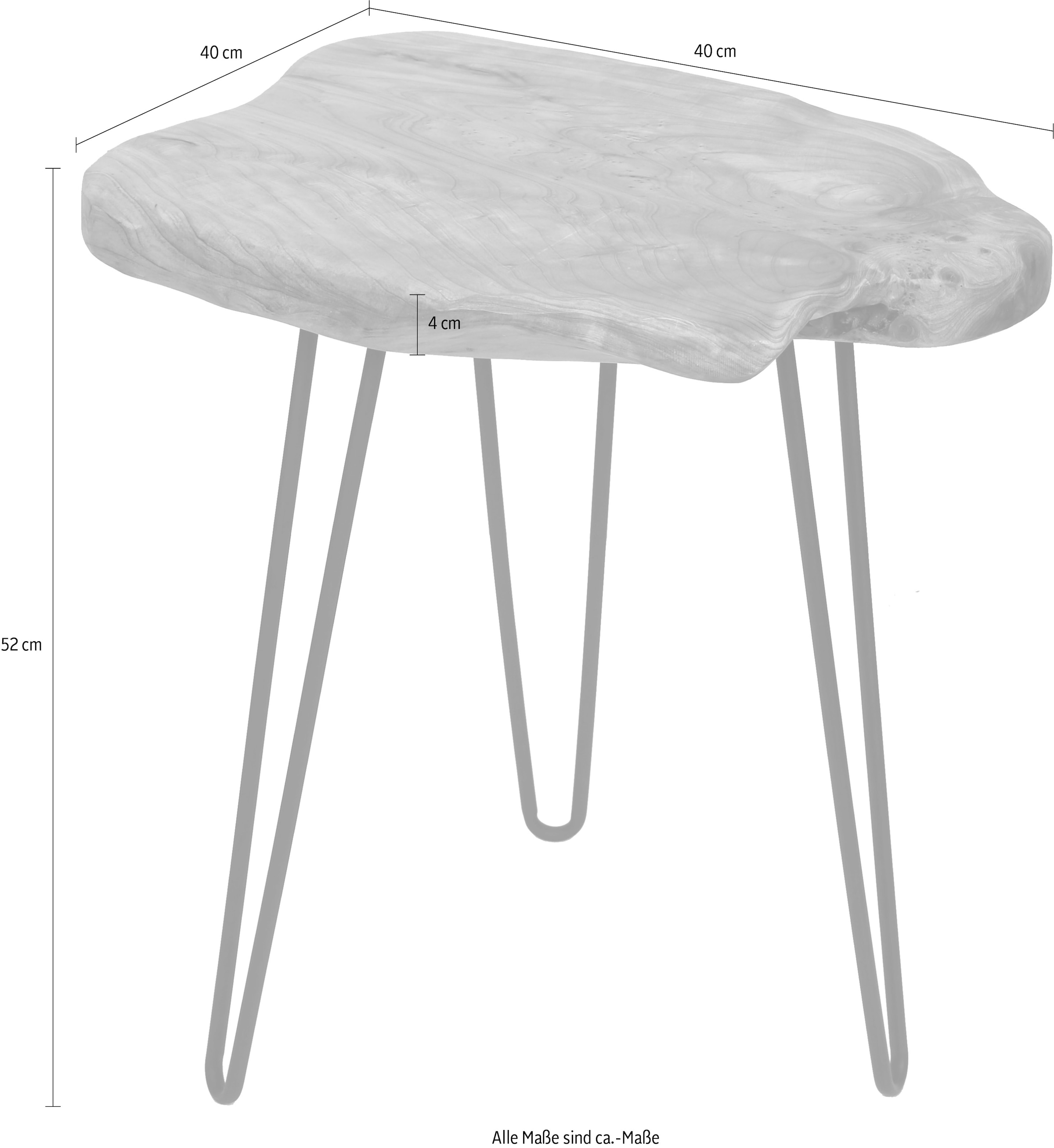 Kayoom Beistelltisch »Woody 110, natürlicher Beistelltisch, Tischplatte aus Holz«, (1 St.), Naturbelassener Beistelltisch, jedes Stück ein Unikat
