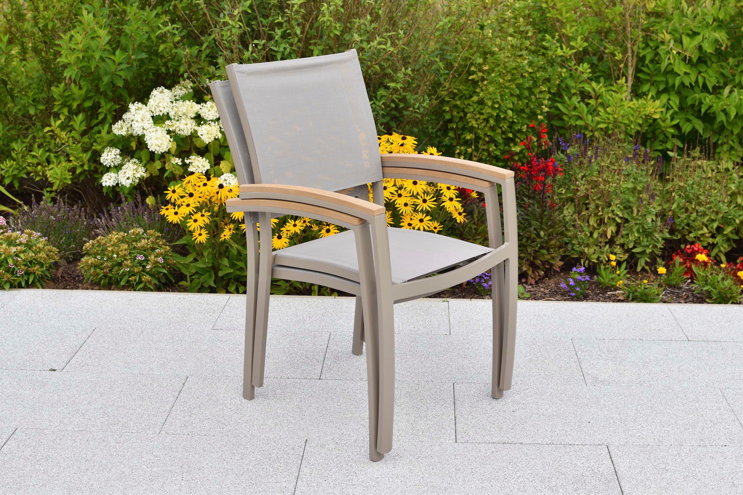 MERXX Garten-Essgruppe »Piemont« Set, 7 tlg. inkl. 6 Stapelsessel, 1 Tisch