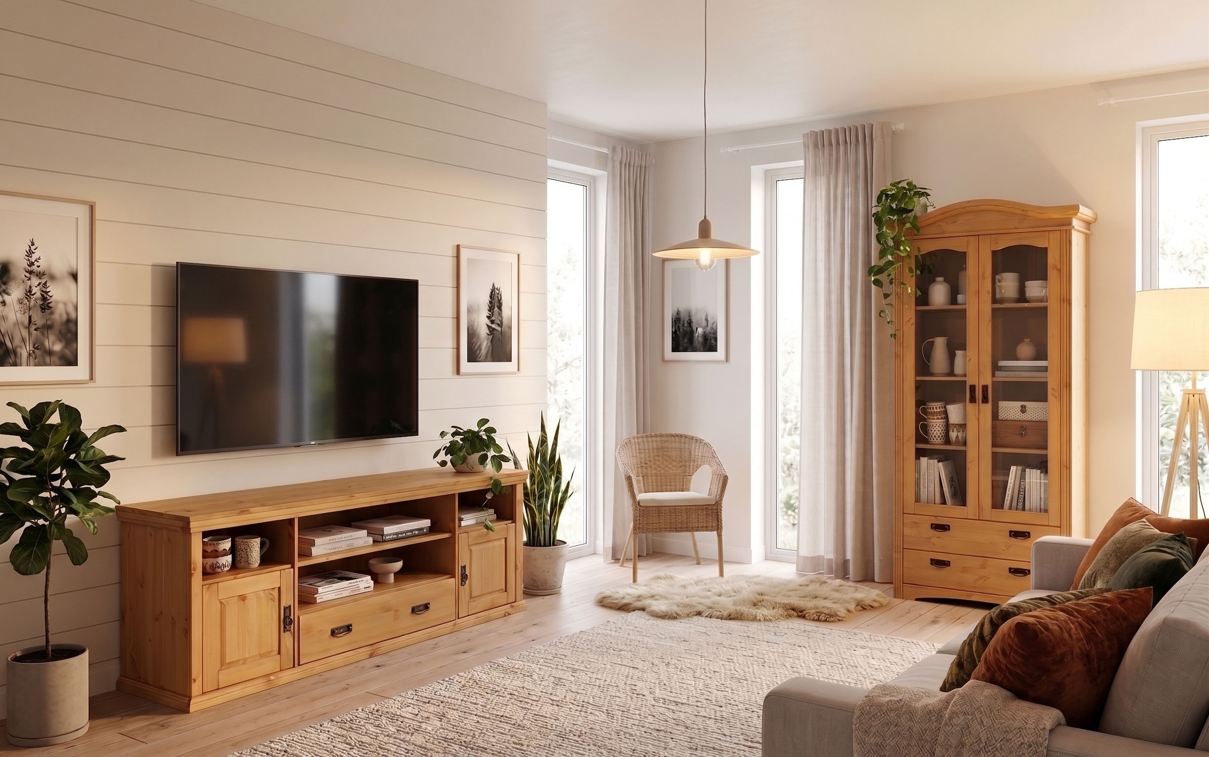 OTTO home Lowboard »Konrad TV-Board, TV-Kommode« Breite 169 cm, Höhe 67 cm, Metallgriffe, Kabeldurchführung