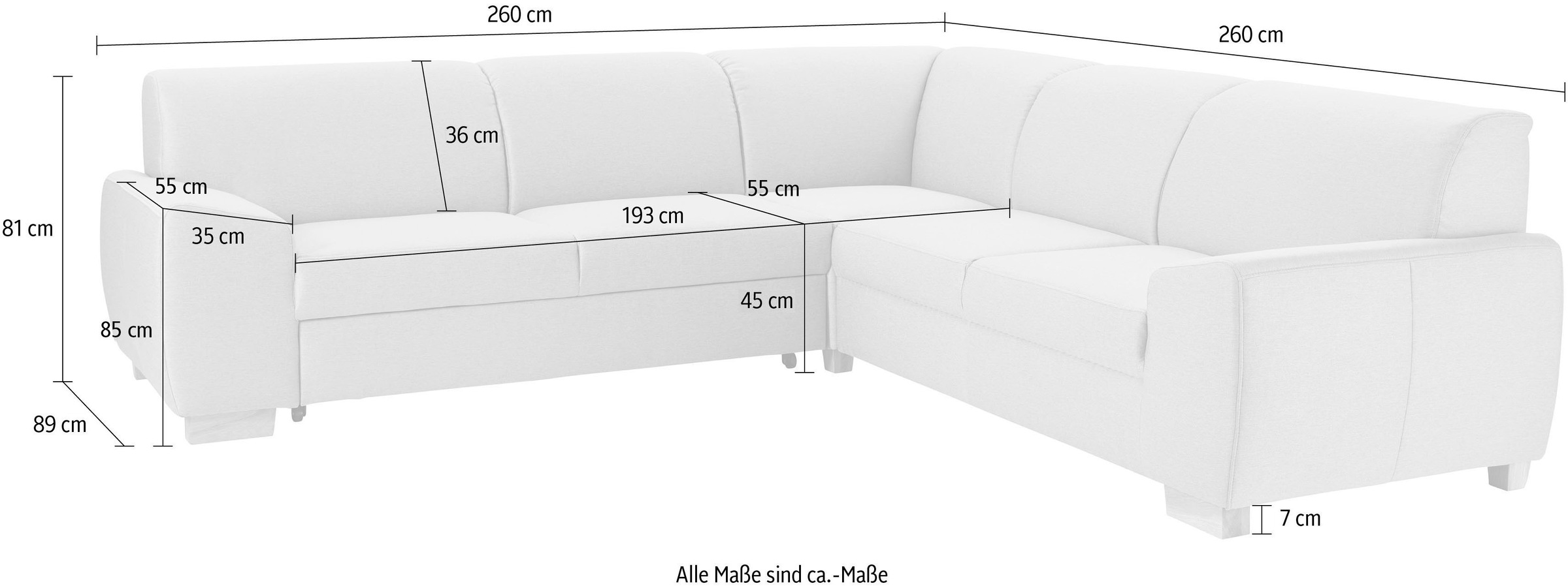 DOMO collection Ecksofa »Incanto kubische Formensprache, komfortabel, flache Armlehnen, L-Form«, wahlweise mit Bettfunktion