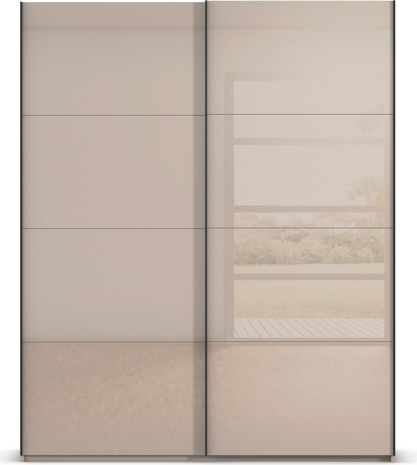 rauch Schwebetürenschrank »Kleiderschrank Schrank Garderobe Schlafzimmerschrank SCALE-FYRA«, edle viergeteilte Türen mit Glas-Front viele Farben MADE IN GERMANY