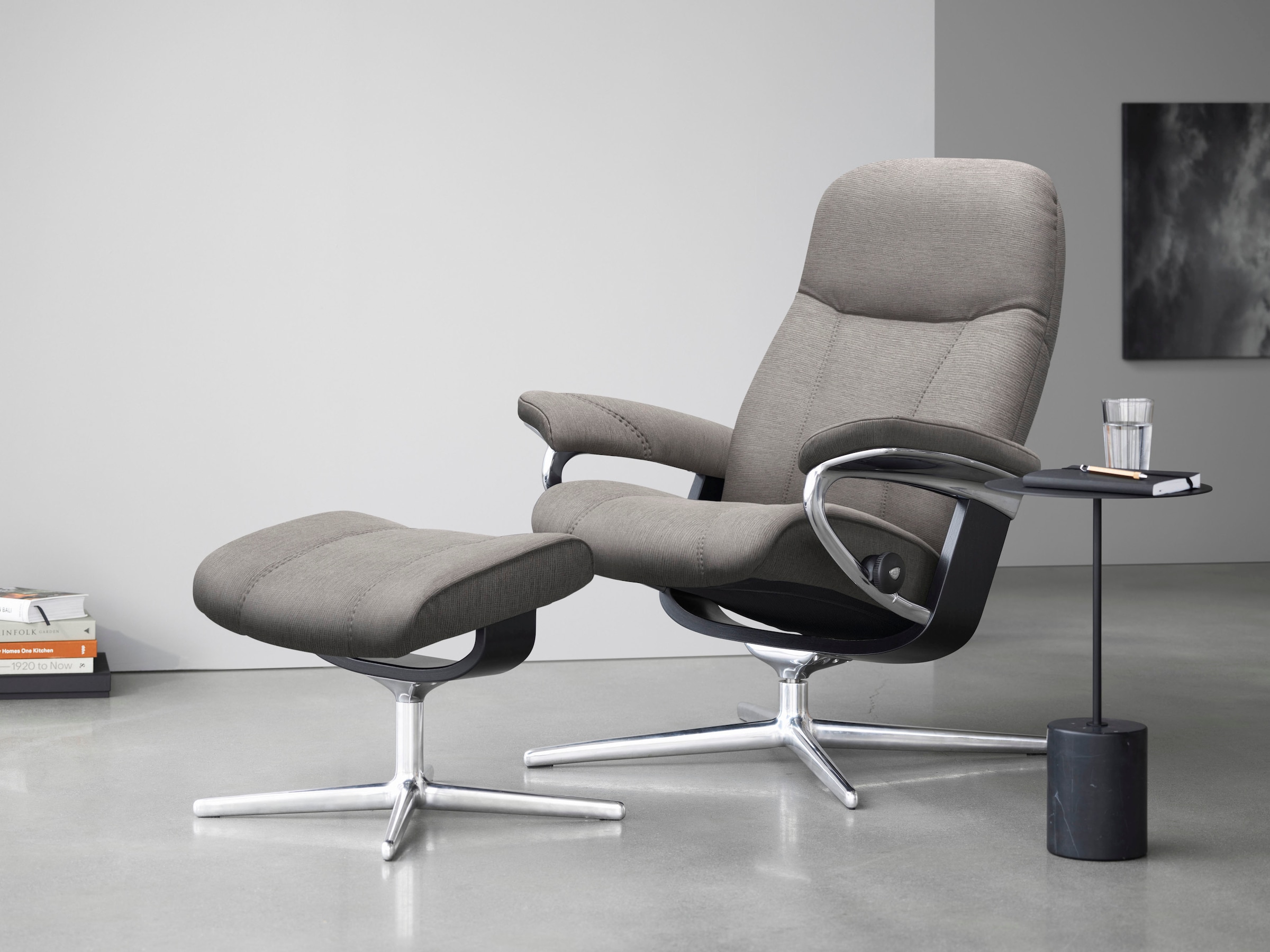 Stressless Fußhocker "Consul", mit Cross Base, Größe S, M & L, Holzakzent Schwarz