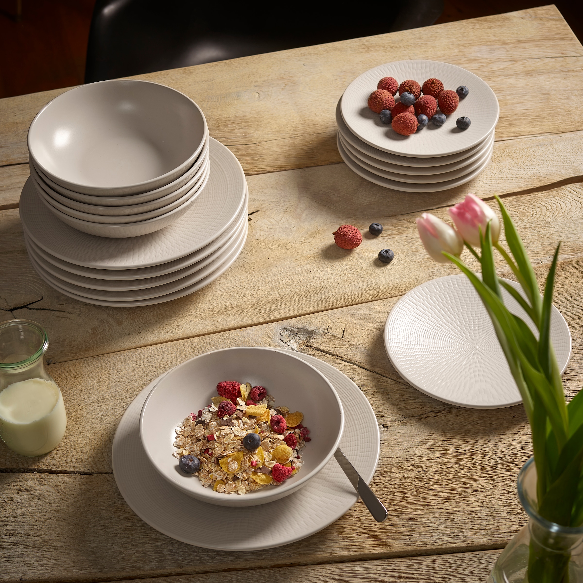 ECHTWERK Tafelservice »Blanka Nature Design«, (Set, 12 tlg.), mit Struktur