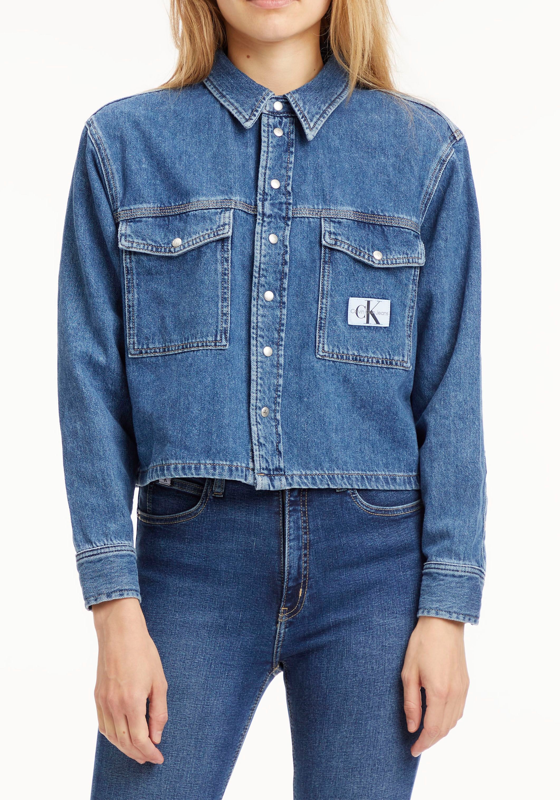 Calvin Klein Jeans Jeansbluse, mit Hemdblusenkragen kaufen BAUR | für