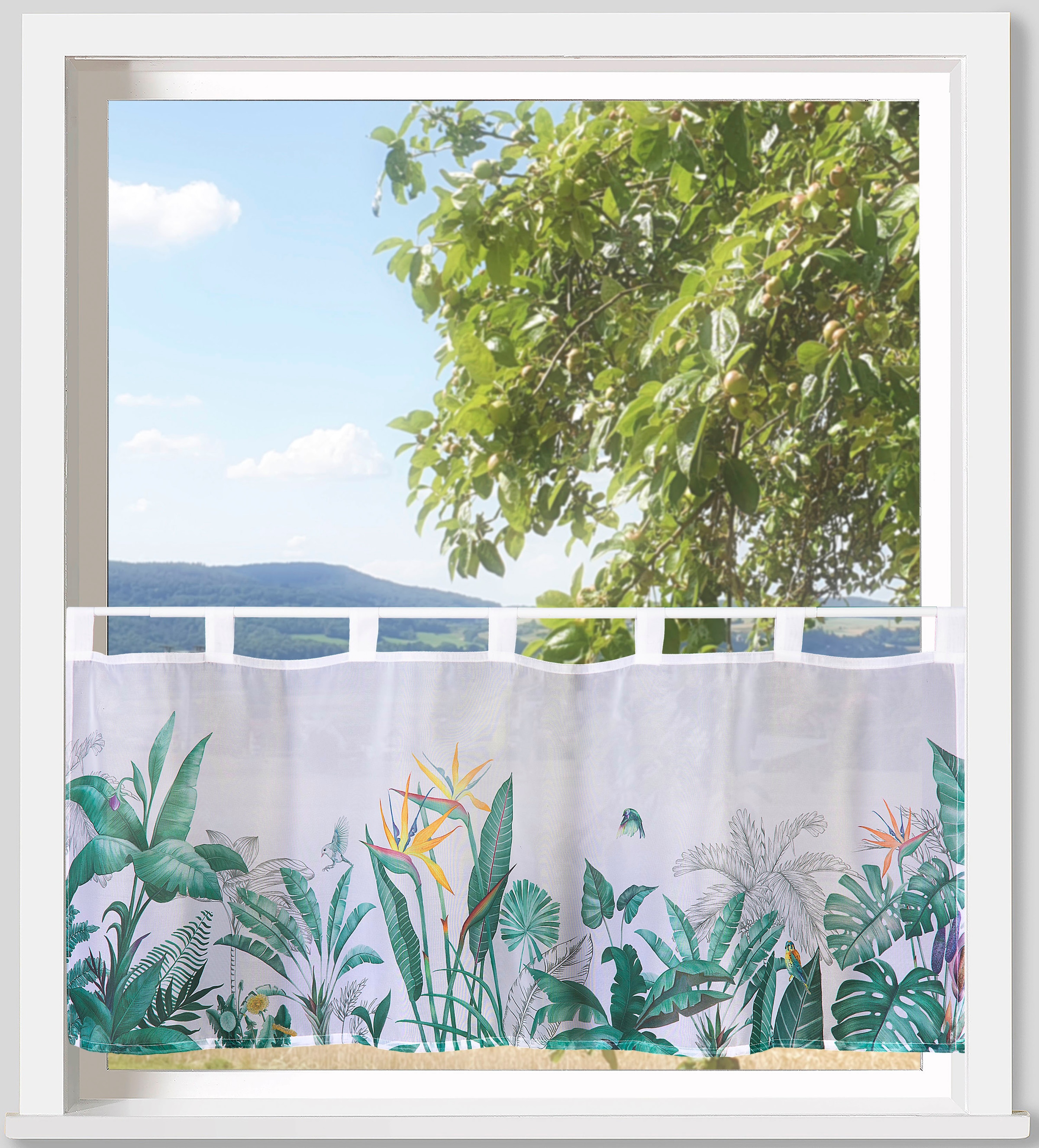 Weckbrodt Scheibengardine "Strelitzie" Schlaufen 1 Stk. tlg. Bistro, Voile, günstig online kaufen