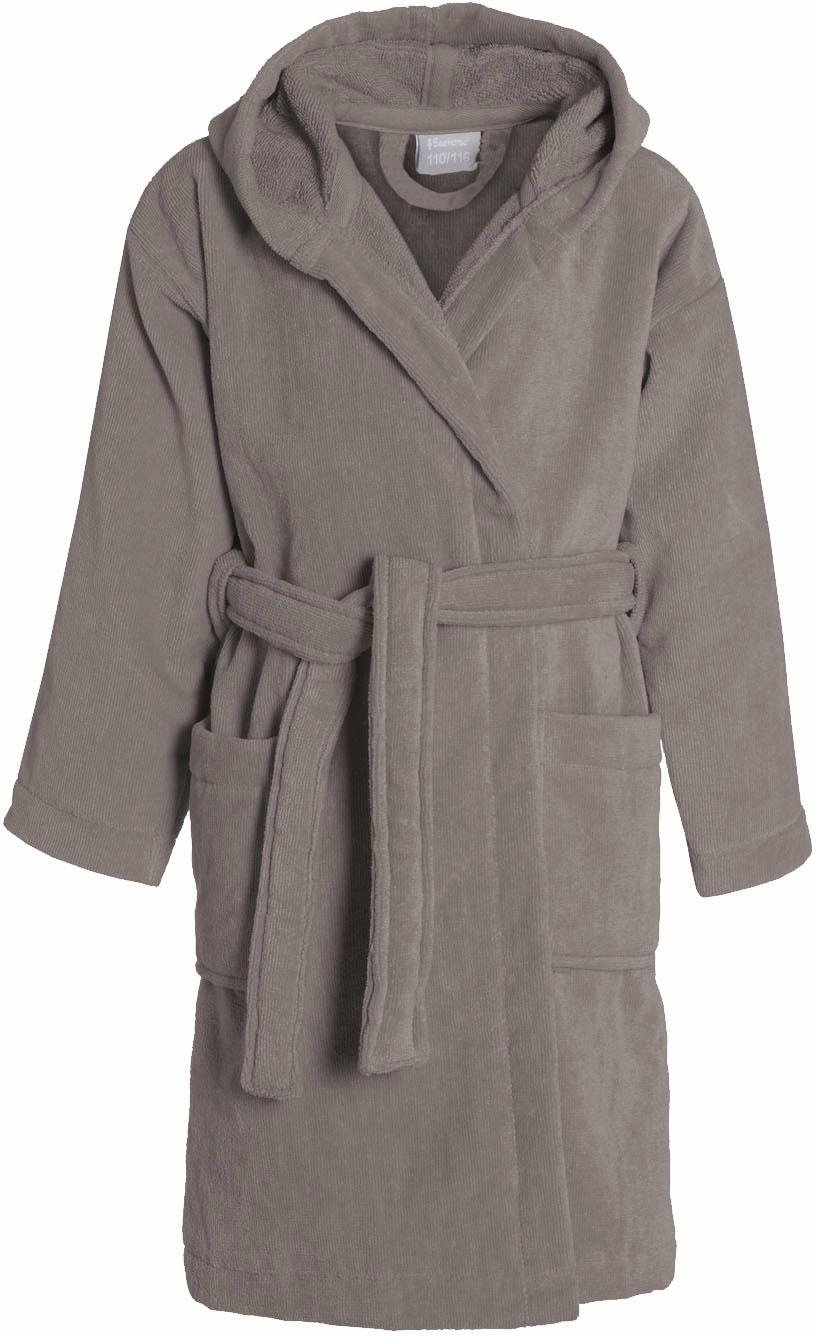 Kinderbademantel SEAHORSE, L:87cm, braun, Velours, Hausmäntel, "Seahorse Pure", Langarm, aufgesetzte Taschen