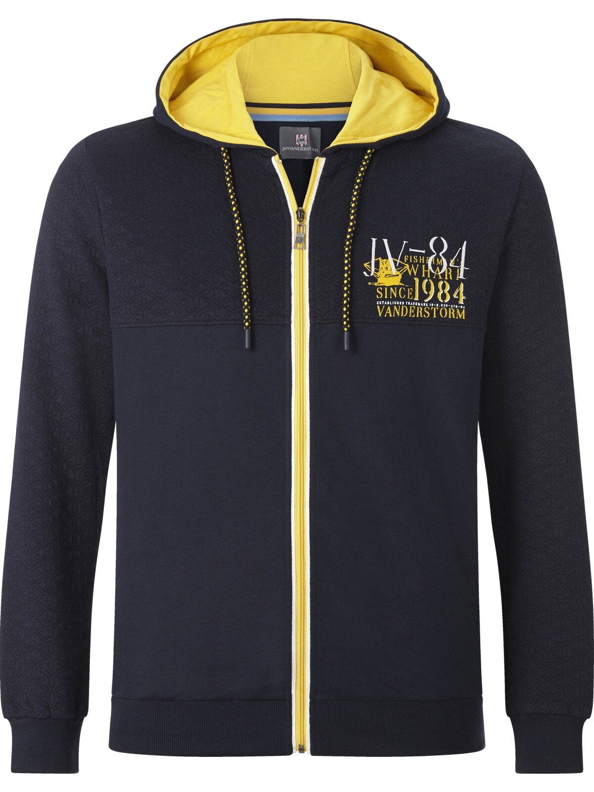Jan Vanderstorm Kapuzensweatjacke »Sweatjacke DAGOMAR«, mit kontrastfarbener Kapuze