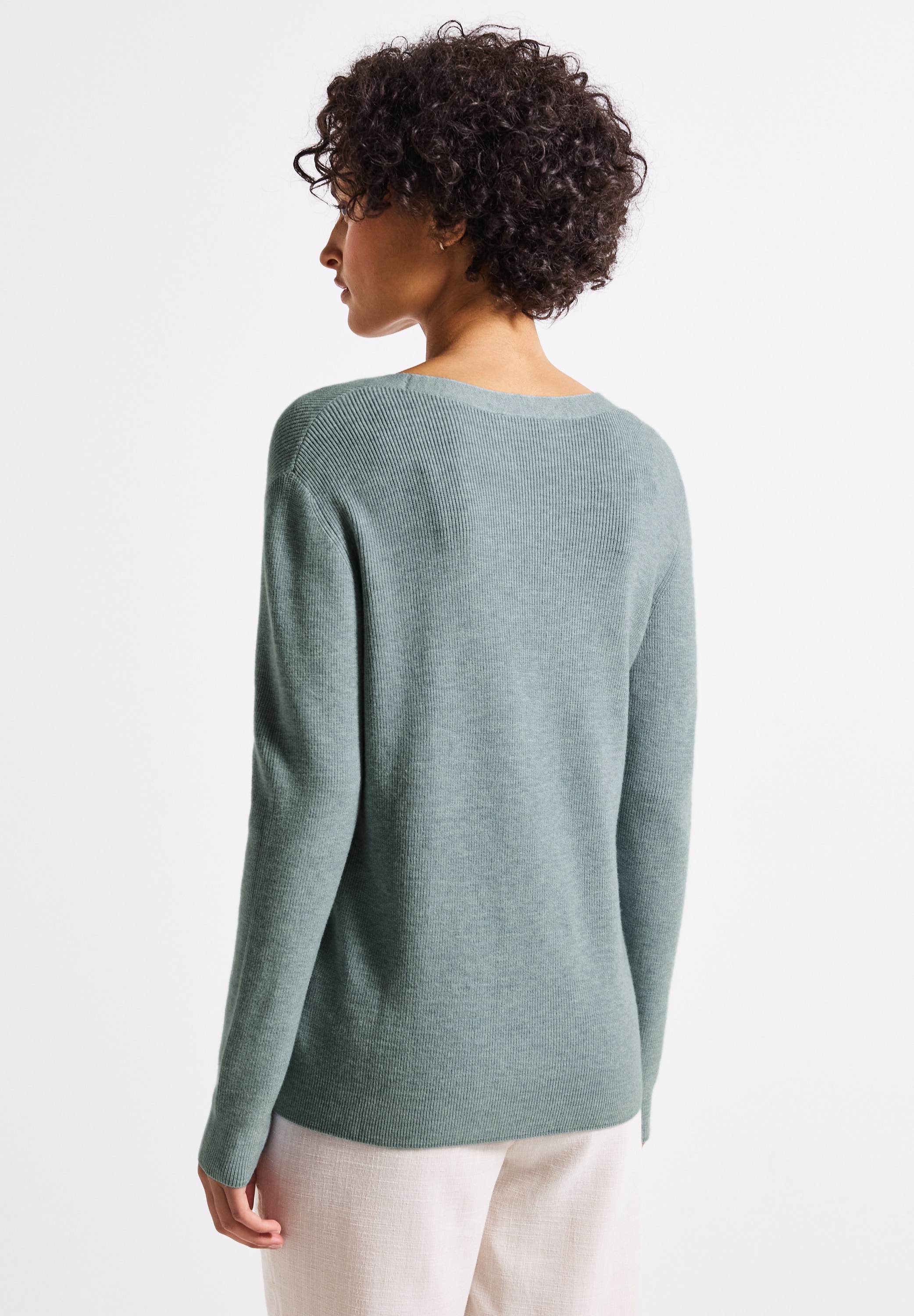 STREET ONE V-Ausschnitt-Pullover, aus softem Materialmix