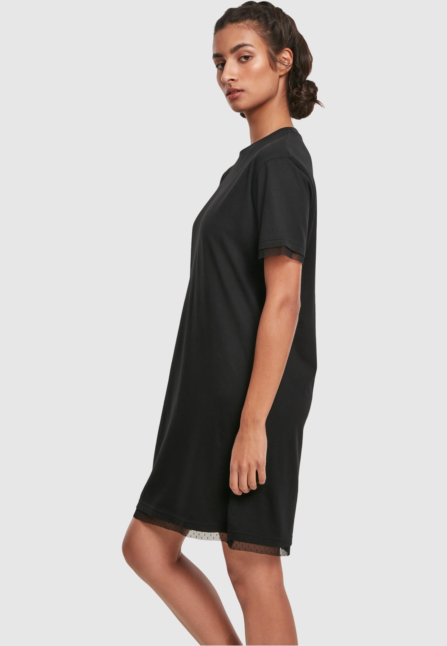 URBAN CLASSICS Shirtkleid »Urban Classics Damen Ladies Boxy Lace Hem Tee Dress«, (1 tlg.)