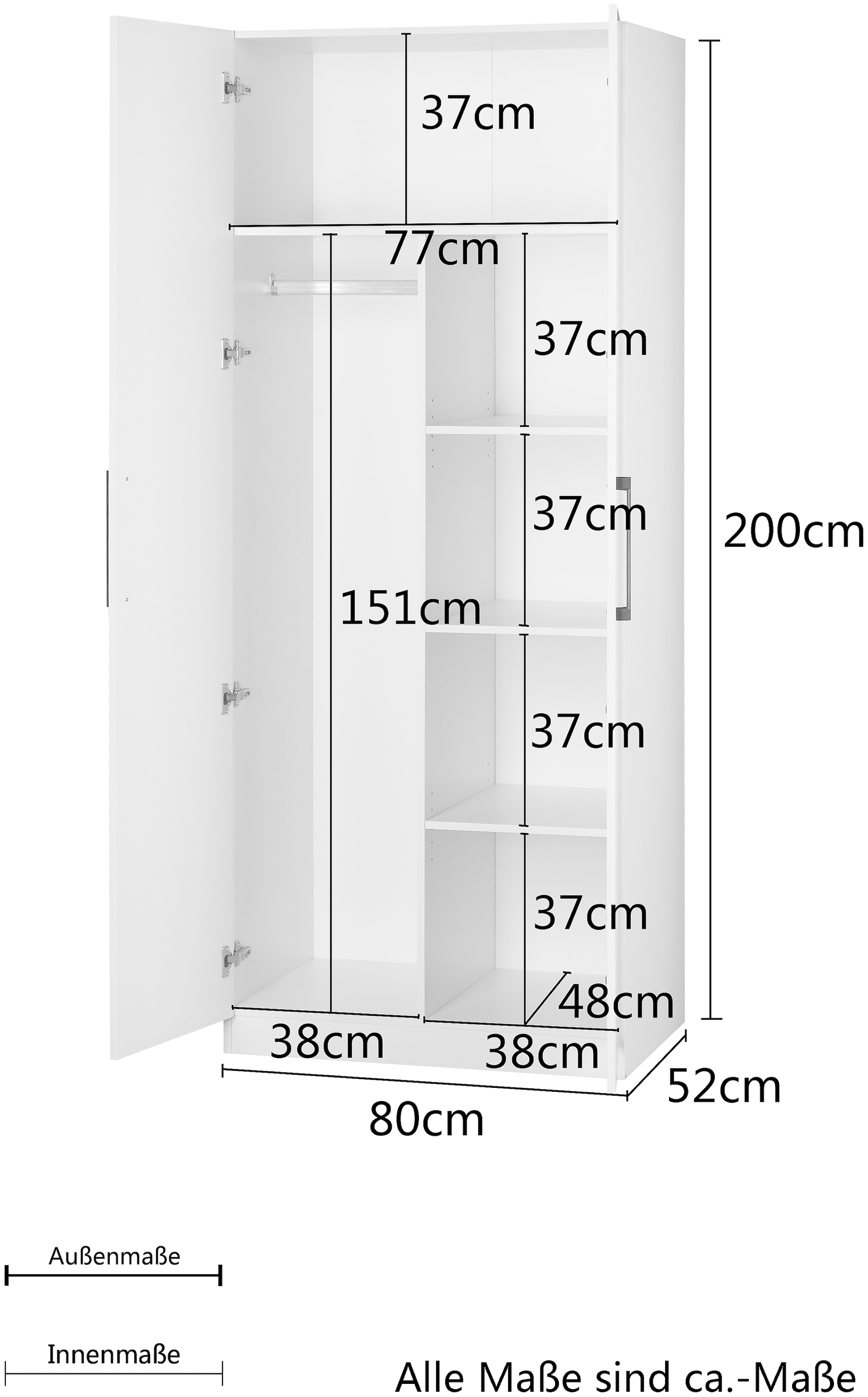 INOSIGN Kleiderschrank »Sylt Schlafzimmerschrank Garderobe Schrank Bestseller hochglanz«, Drehtürenschrank mit perfekter Innenausstattung, Breite 800cm
