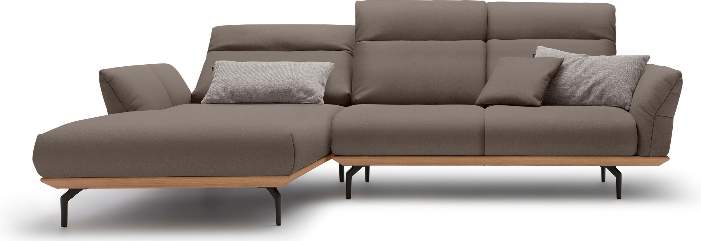 Creation BY ROLF BENZ Ecksofa »CR.460«, Sockel in Eiche, Alugussfüße in umbragrau, Breite 298 cm